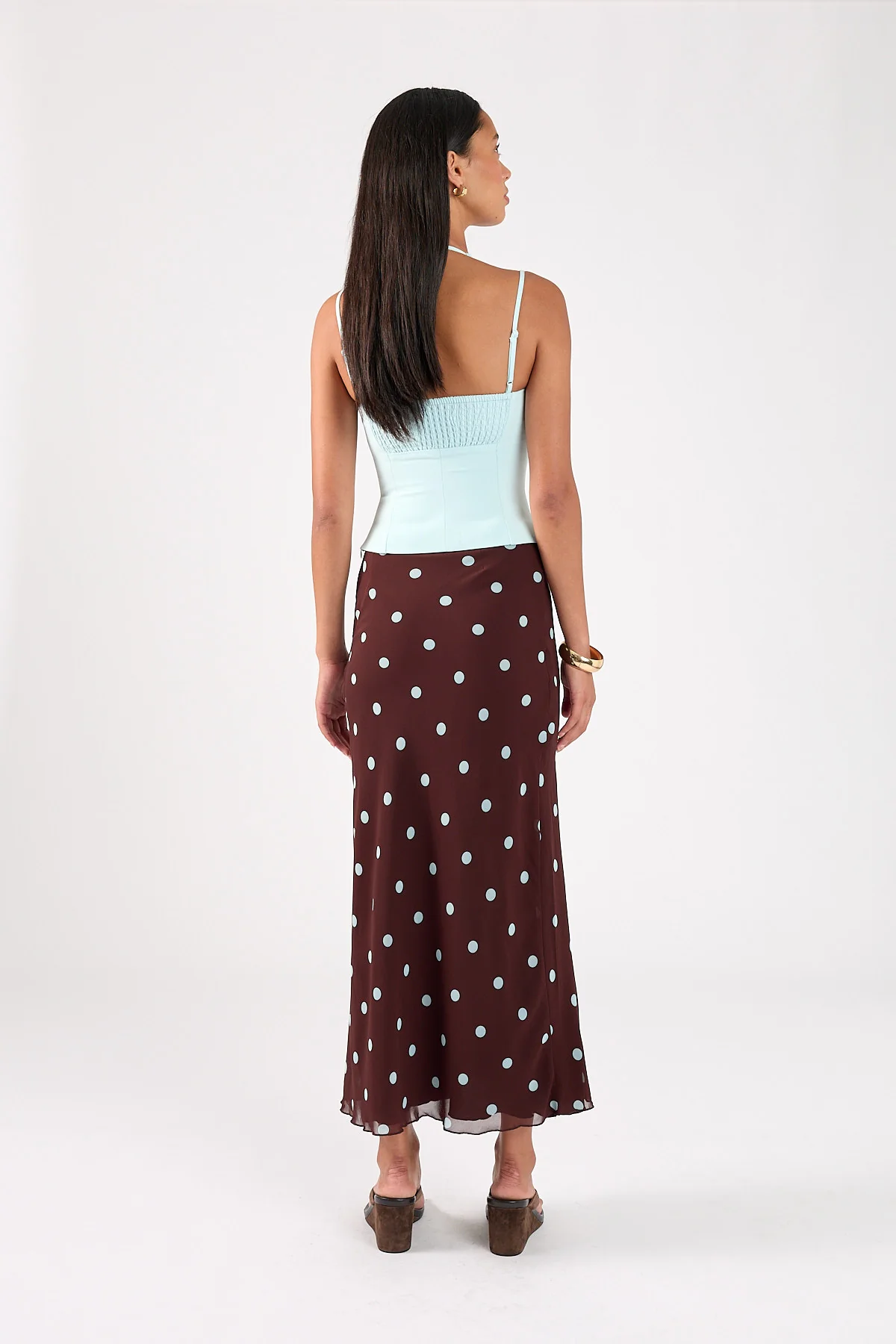 Perfect Stranger Naya Polka Maxi Skirt Blue/Brown Polka - Image 6