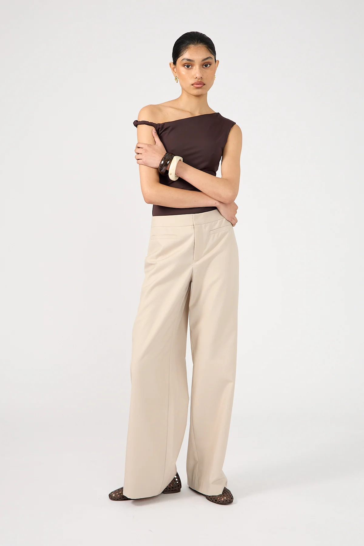 Perfect Stranger Odessa Mid Rise Tailored Pant Beige - Image 3