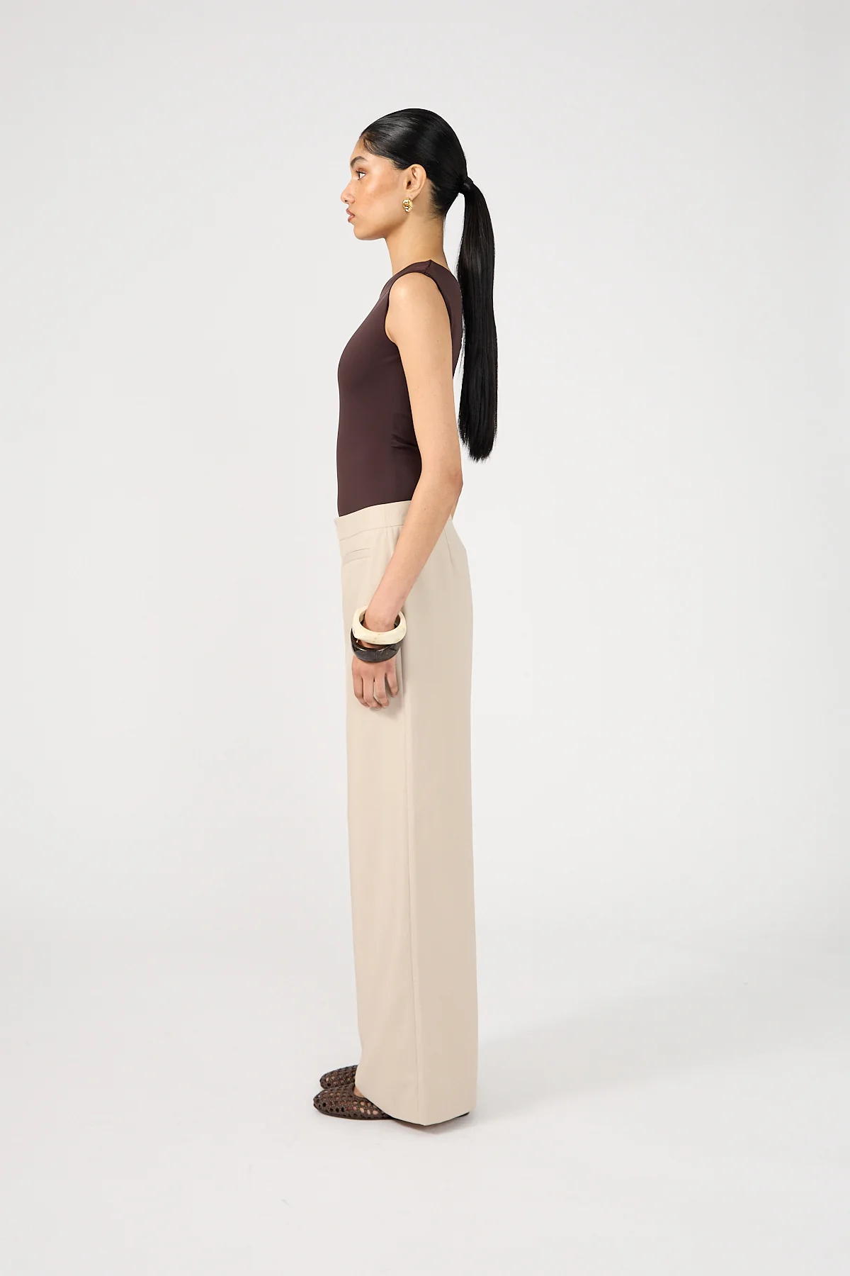Perfect Stranger Odessa Mid Rise Tailored Pant Beige - Image 4
