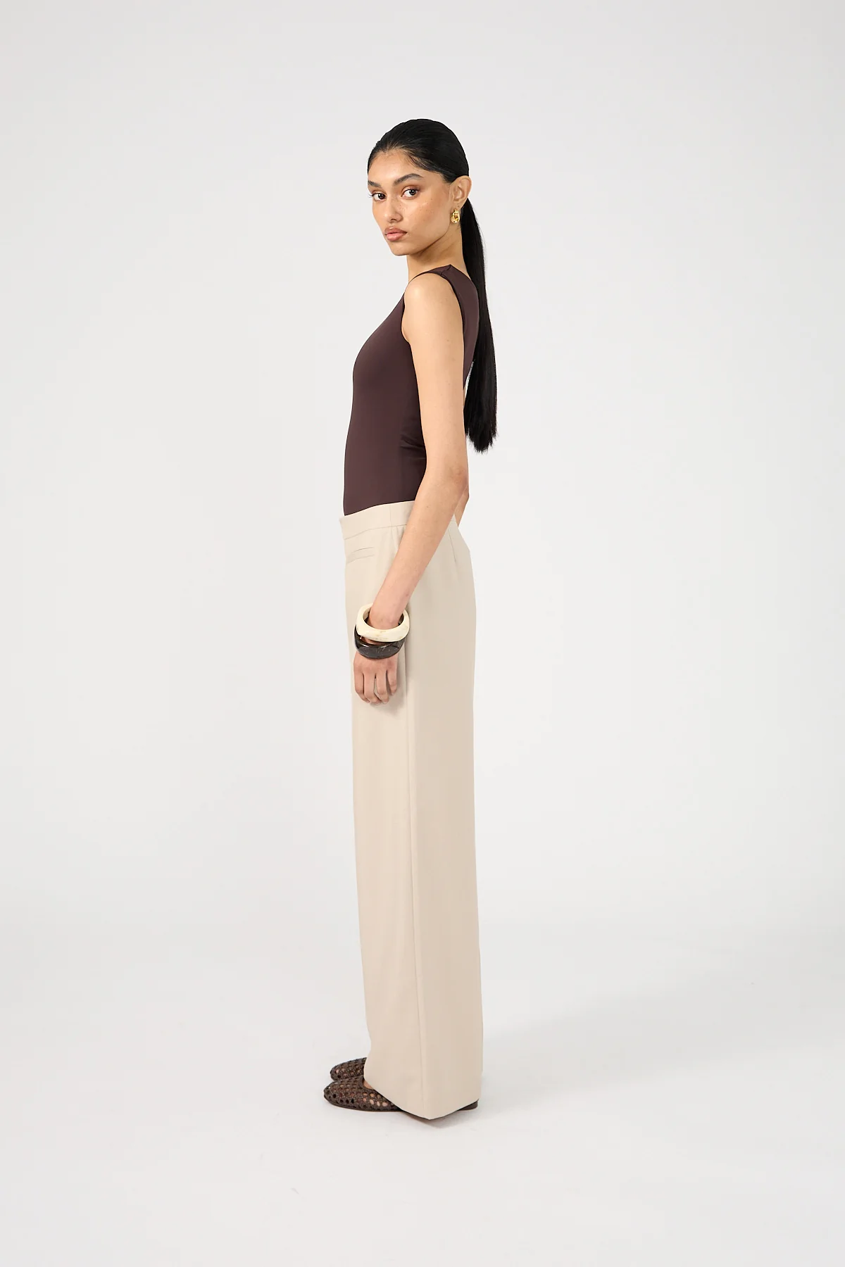 Perfect Stranger Odessa Mid Rise Tailored Pant Beige - Image 6