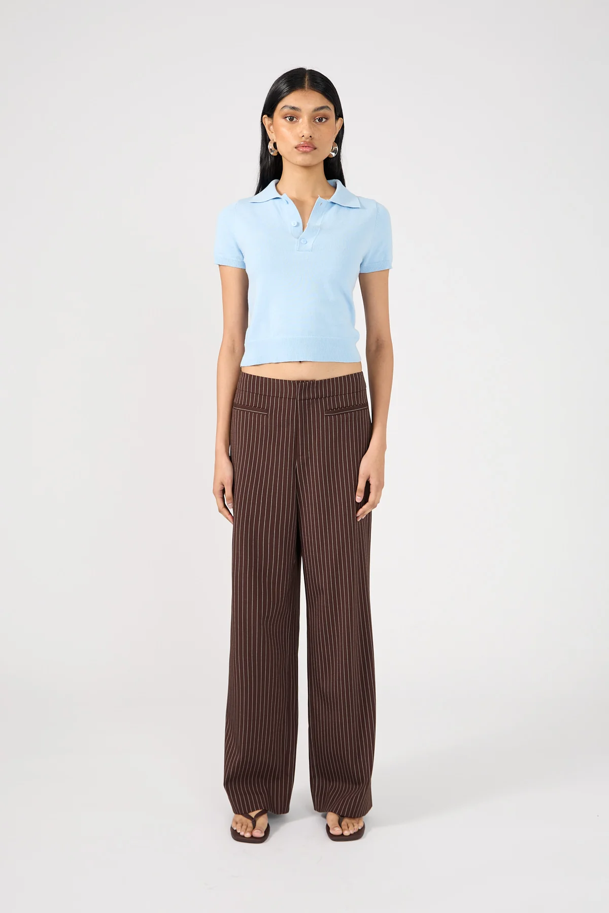 Perfect Stranger Odie Pinstripe Mid Rise Tailored Pant Brown Pinstripe - Image 4