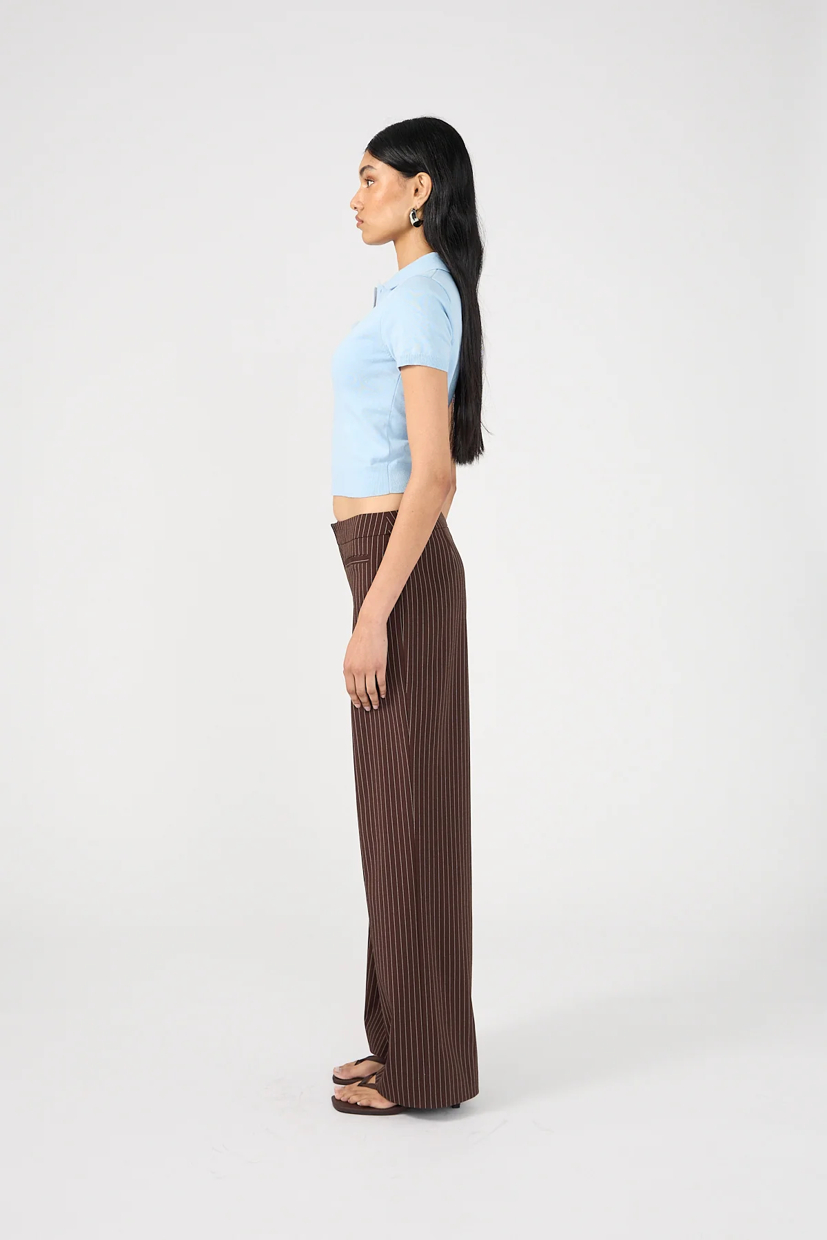 Perfect Stranger Odie Pinstripe Mid Rise Tailored Pant Brown Pinstripe - Image 5