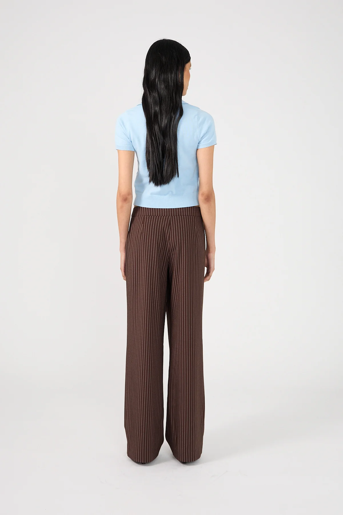 Perfect Stranger Odie Pinstripe Mid Rise Tailored Pant Brown Pinstripe - Image 6