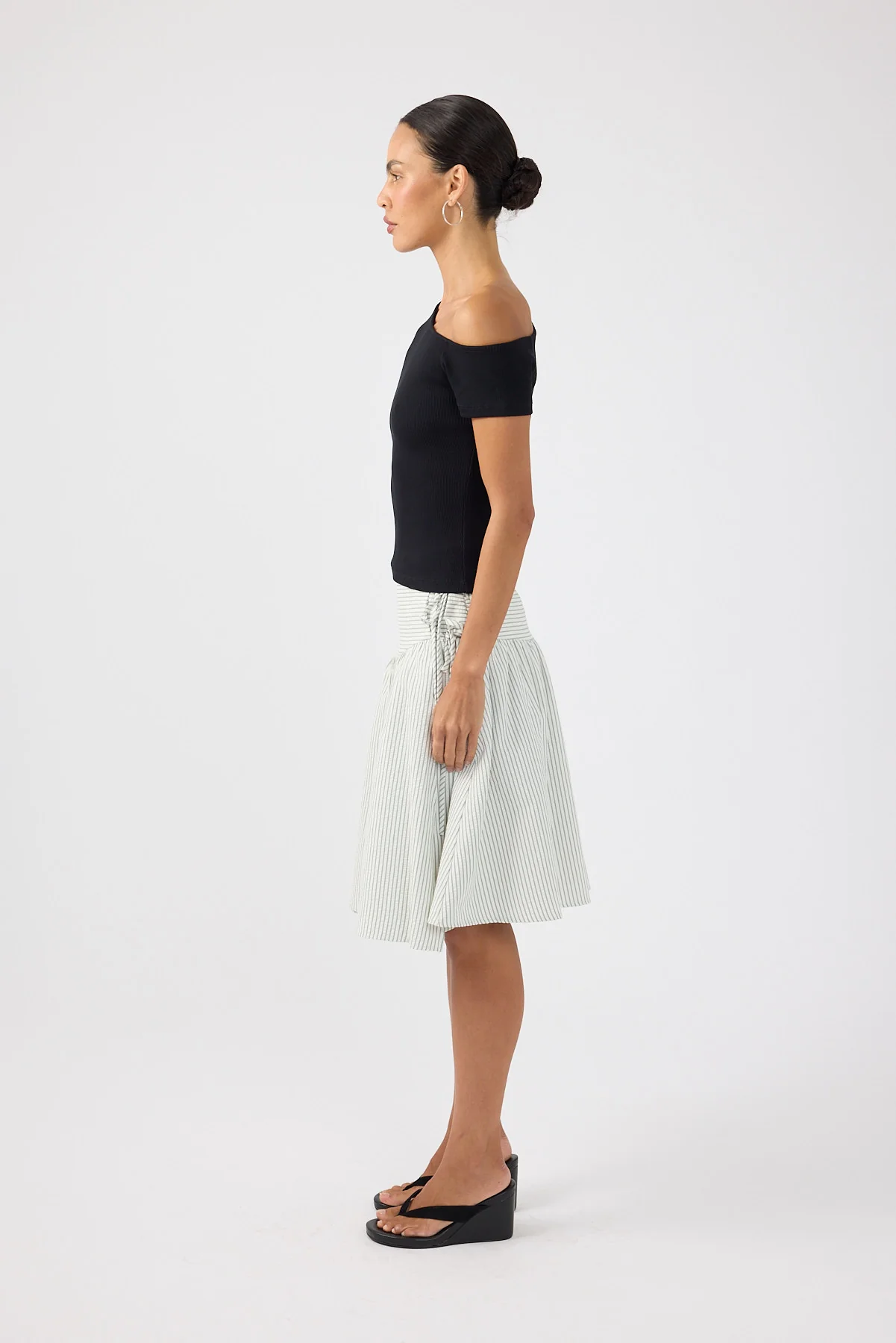 Perfect Stranger One Shoulder Ribbed T-shirt Black - Image 2
