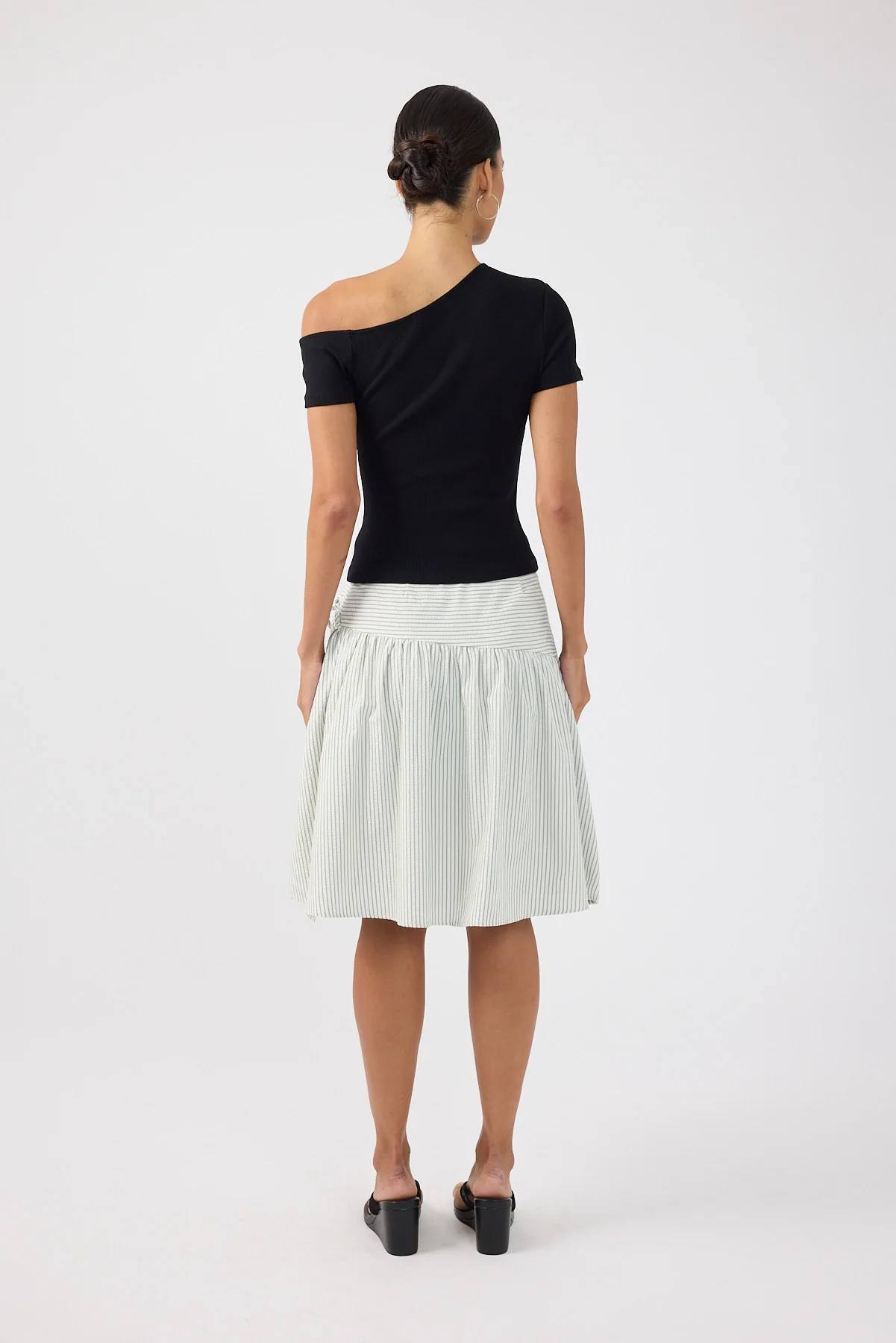 Perfect Stranger One Shoulder Ribbed T-shirt Black - Image 3