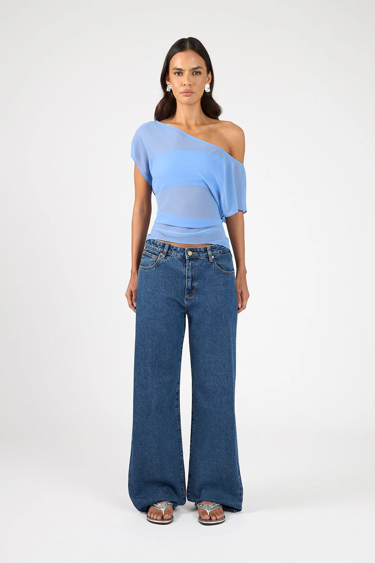 Perfect Stranger Orla Sheer Top Cornflower Blue
