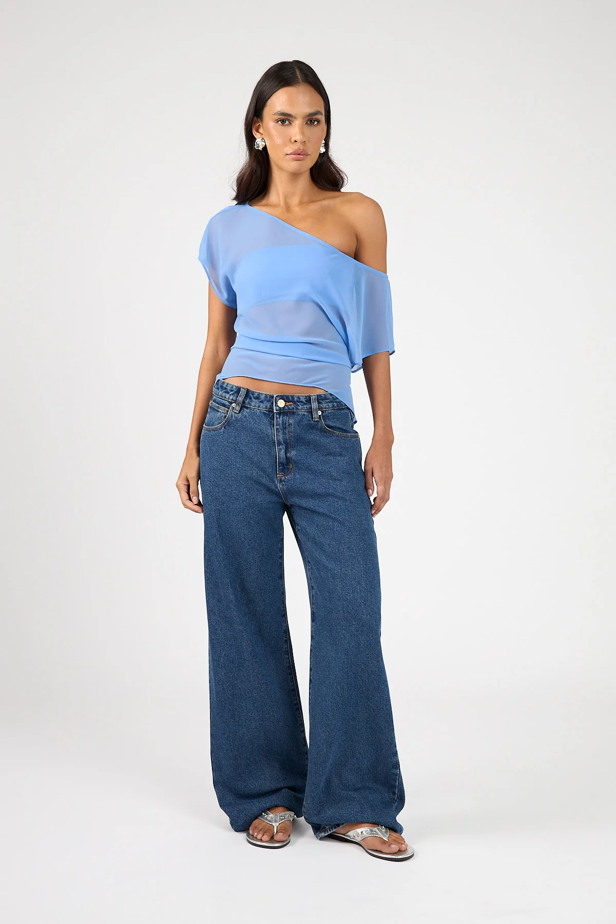 Perfect Stranger Orla Sheer Top Cornflower Blue - Image 4