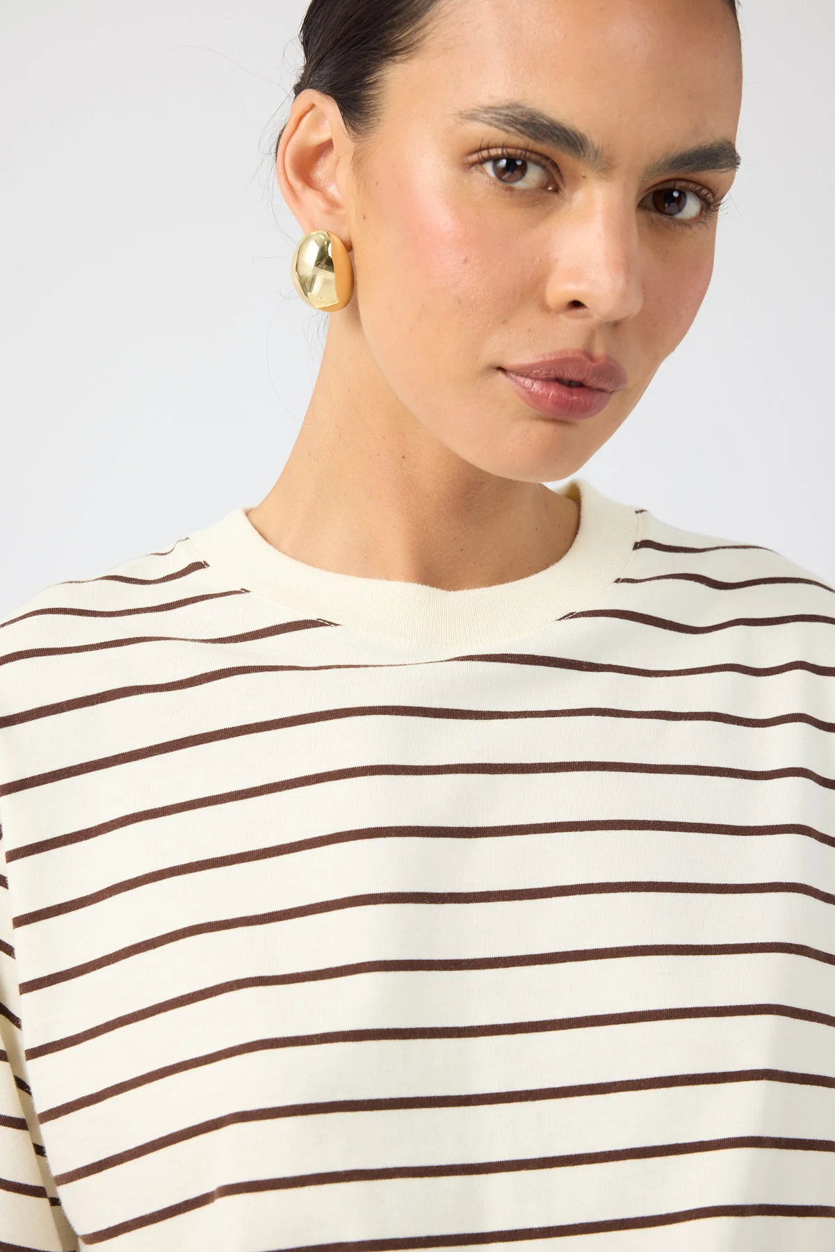 Perfect Stranger Oversized Stripe T-shirt Brown Stripe - Image 5