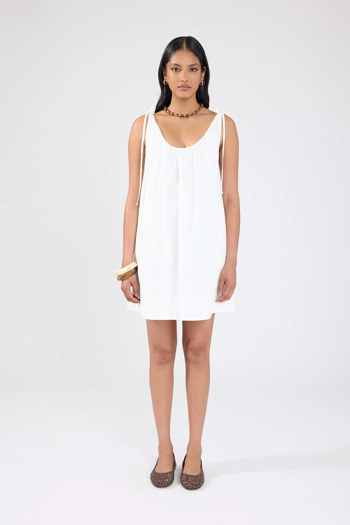 Perfect Stranger Penelope Tie Shoulder Mini Dress Off White - Image 8