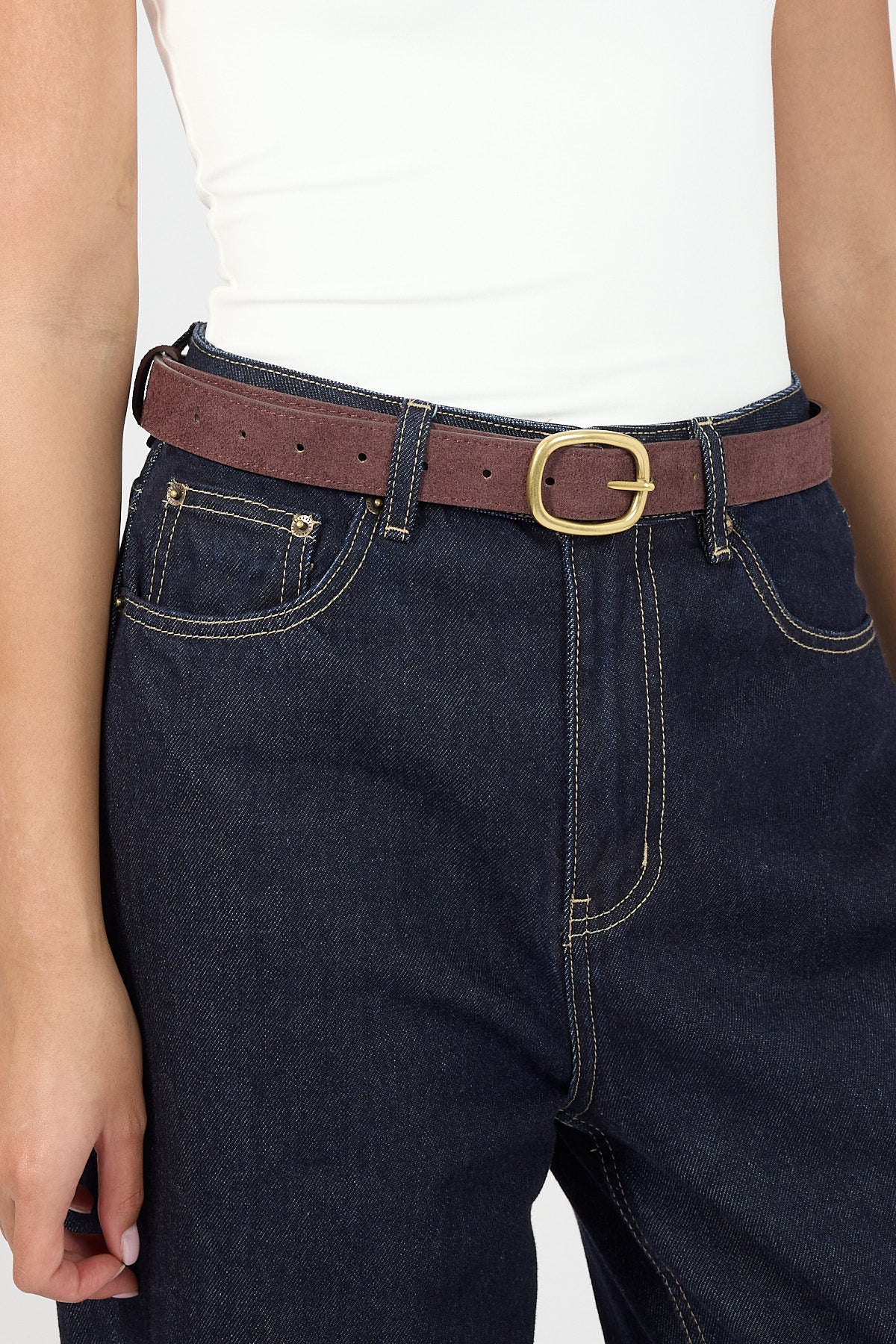 Perfect Stranger Peony Genuine Suede Belt Brown - Image 4