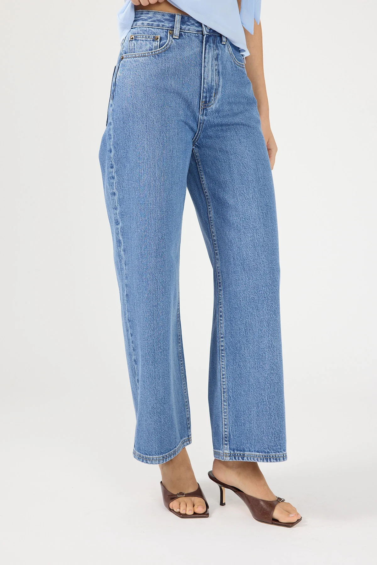 Perfect Stranger Petite High Rise Wide Leg 2.0 Jean Mid Blue Denim - Image 5