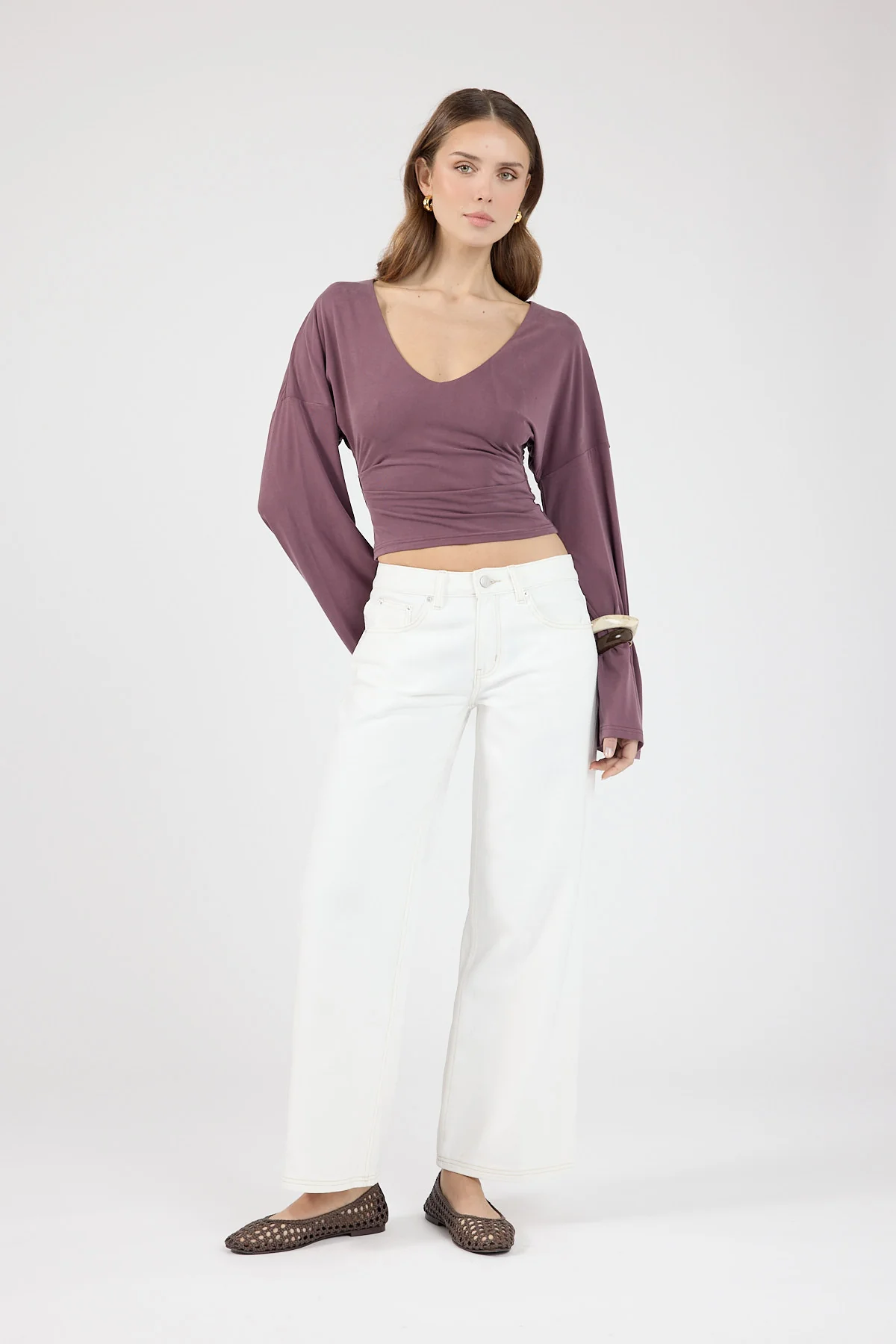 Perfect Stranger Petite Low Rise Baggy Jean Off White - Image 4