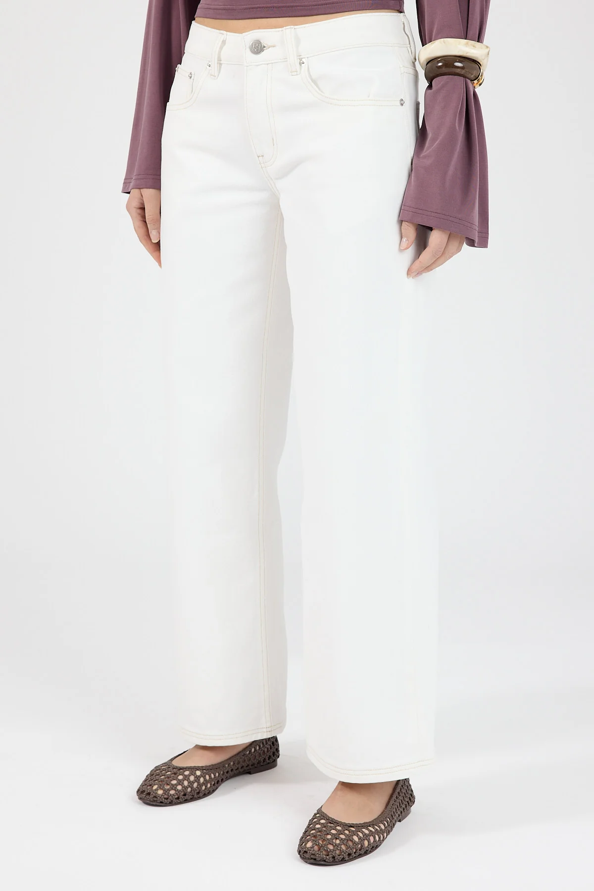 Perfect Stranger Petite Low Rise Baggy Jean Off White - Image 5