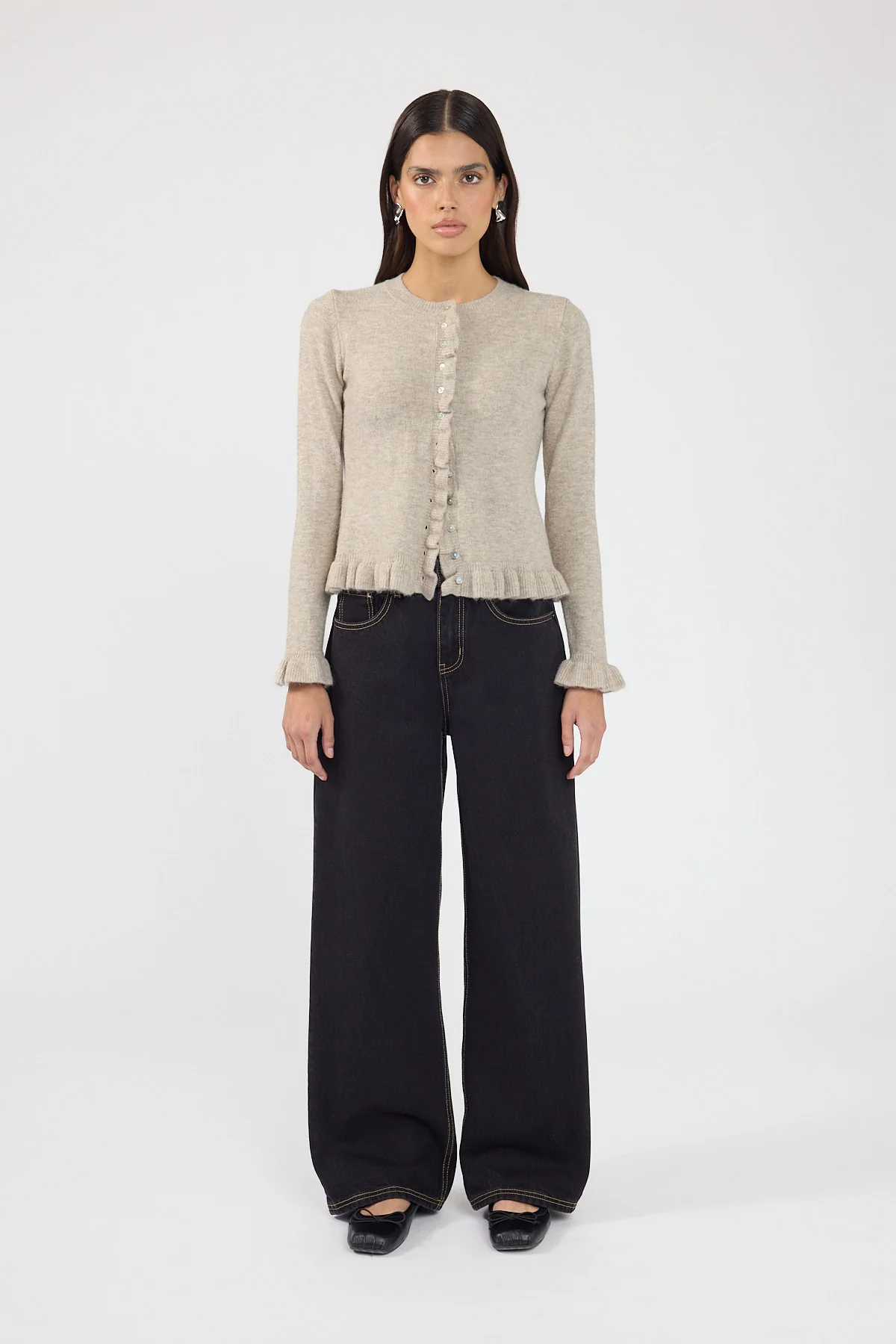 Perfect Stranger Petite Mid Rise Baggy Jean Washed Black