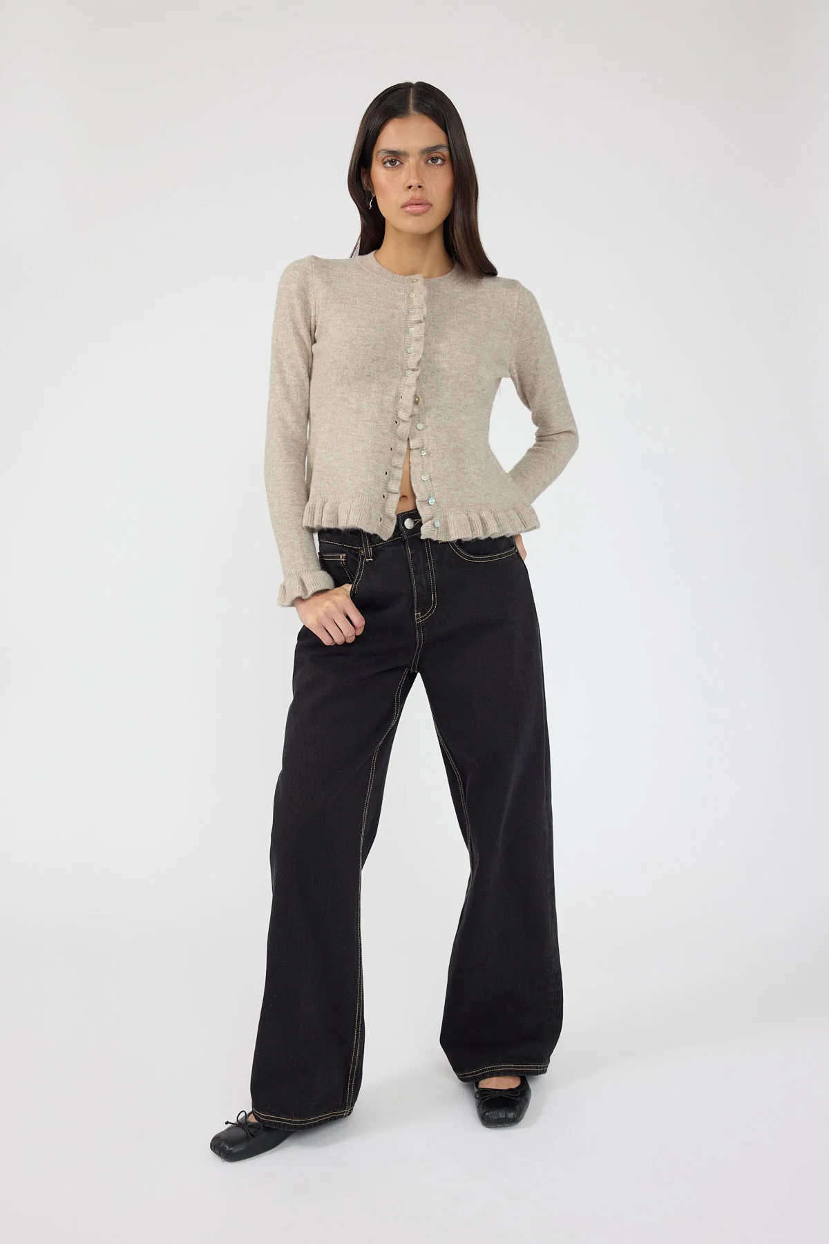 Perfect Stranger Petite Mid Rise Baggy Jean Washed Black - Image 4