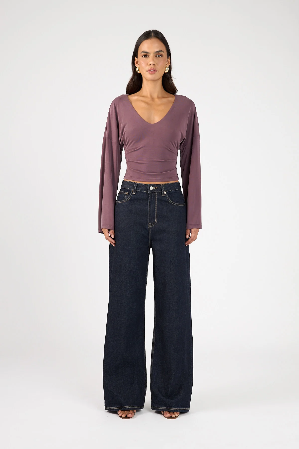 Perfect Stranger Petra Batwing Long Sleeve Top Deep Mauve