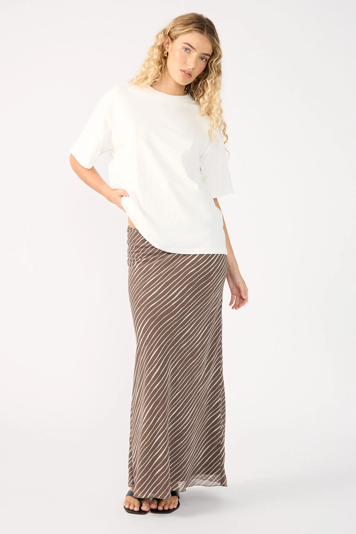 Perfect Stranger Priscilla Bias Cut Maxi Skirt Taupe Print - Image 6