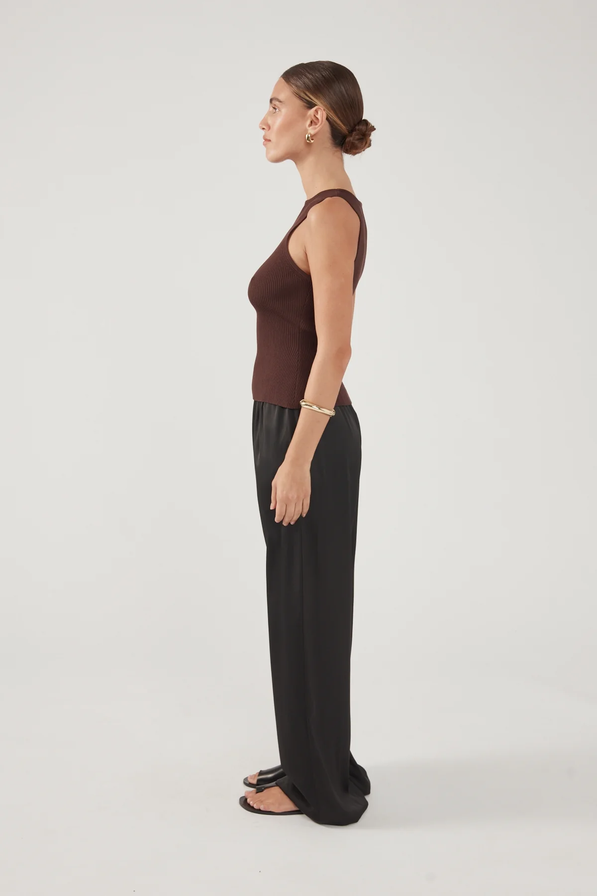 Perfect Stranger Racer Tank Knit Top Chocolate - Image 6