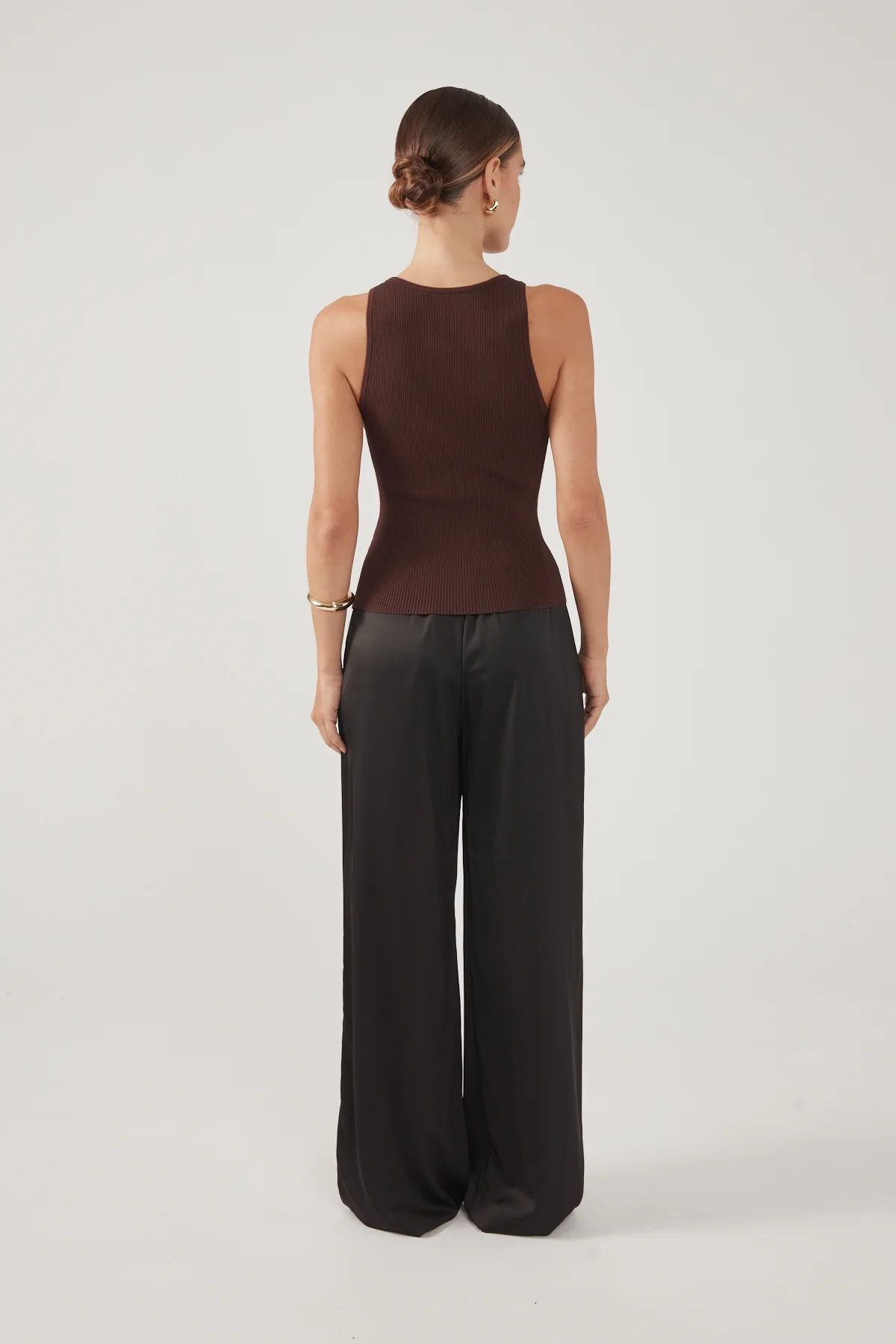 Perfect Stranger Racer Tank Knit Top Chocolate - Image 7