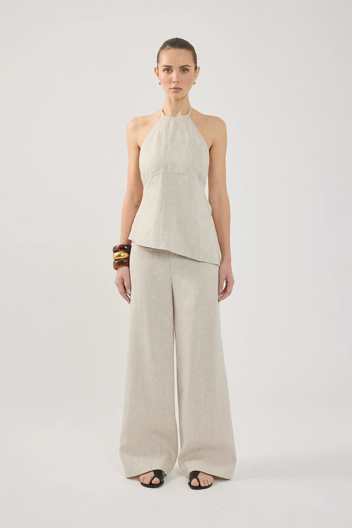 Perfect Stranger Reese Mid Rise Linen Pants Oat