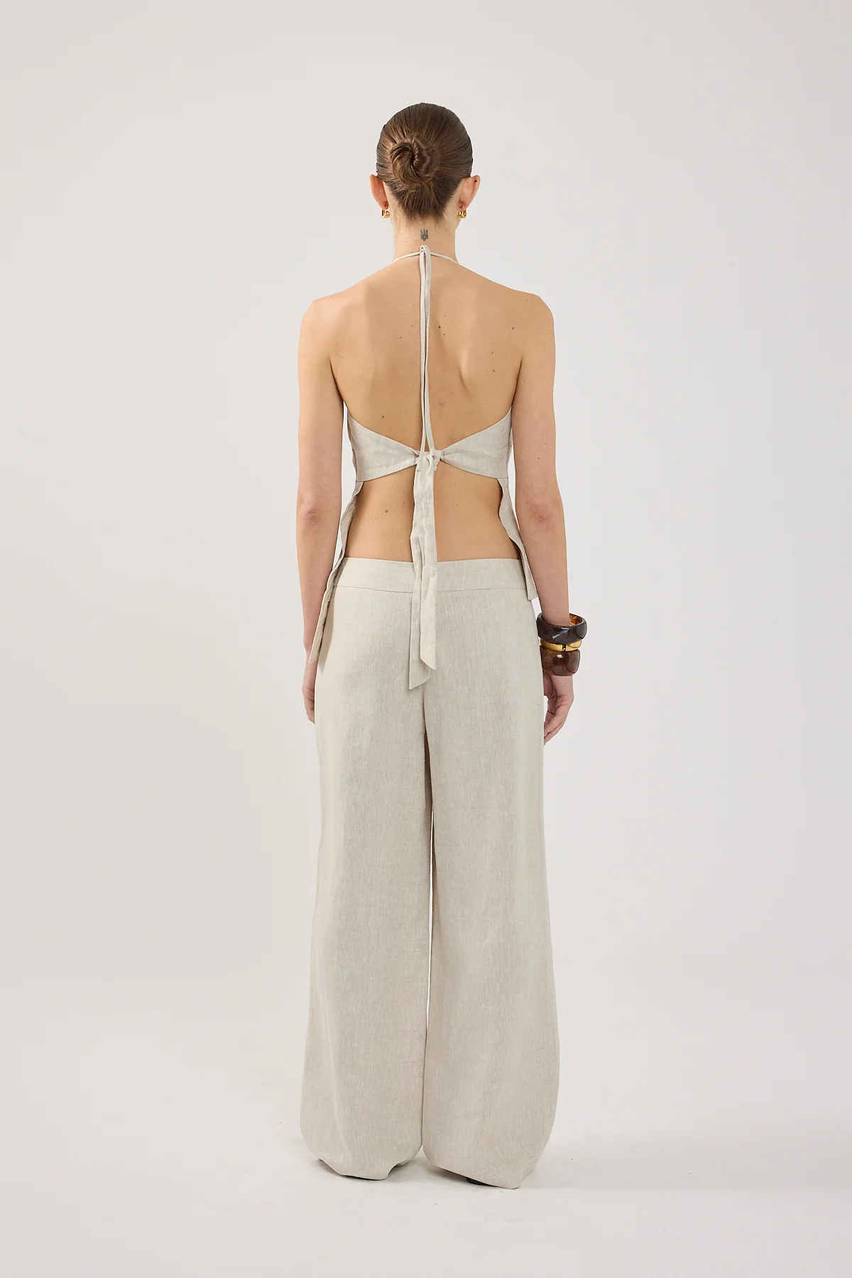 Perfect Stranger Reese Mid Rise Linen Pants Oat - Image 3