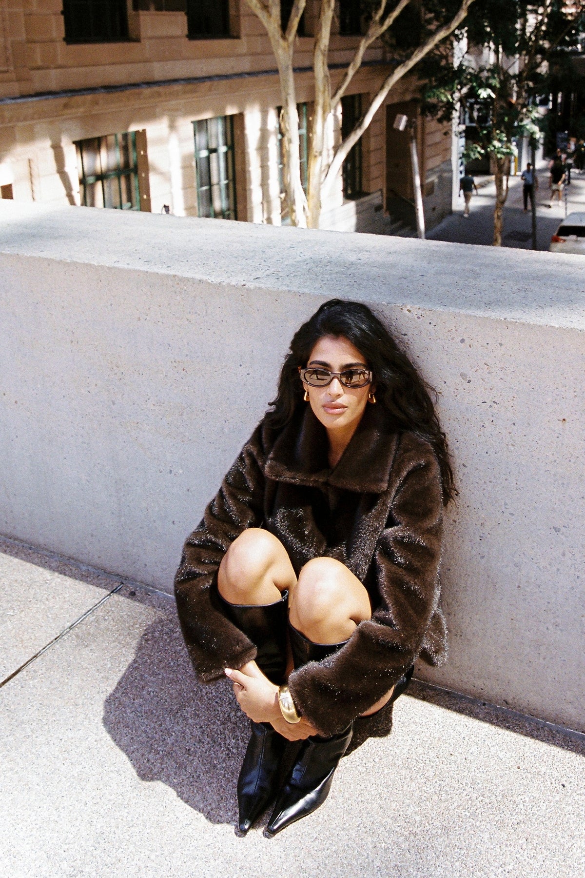 Perfect Stranger Riley Cropped Faux Fur Jacket Brown - Image 7