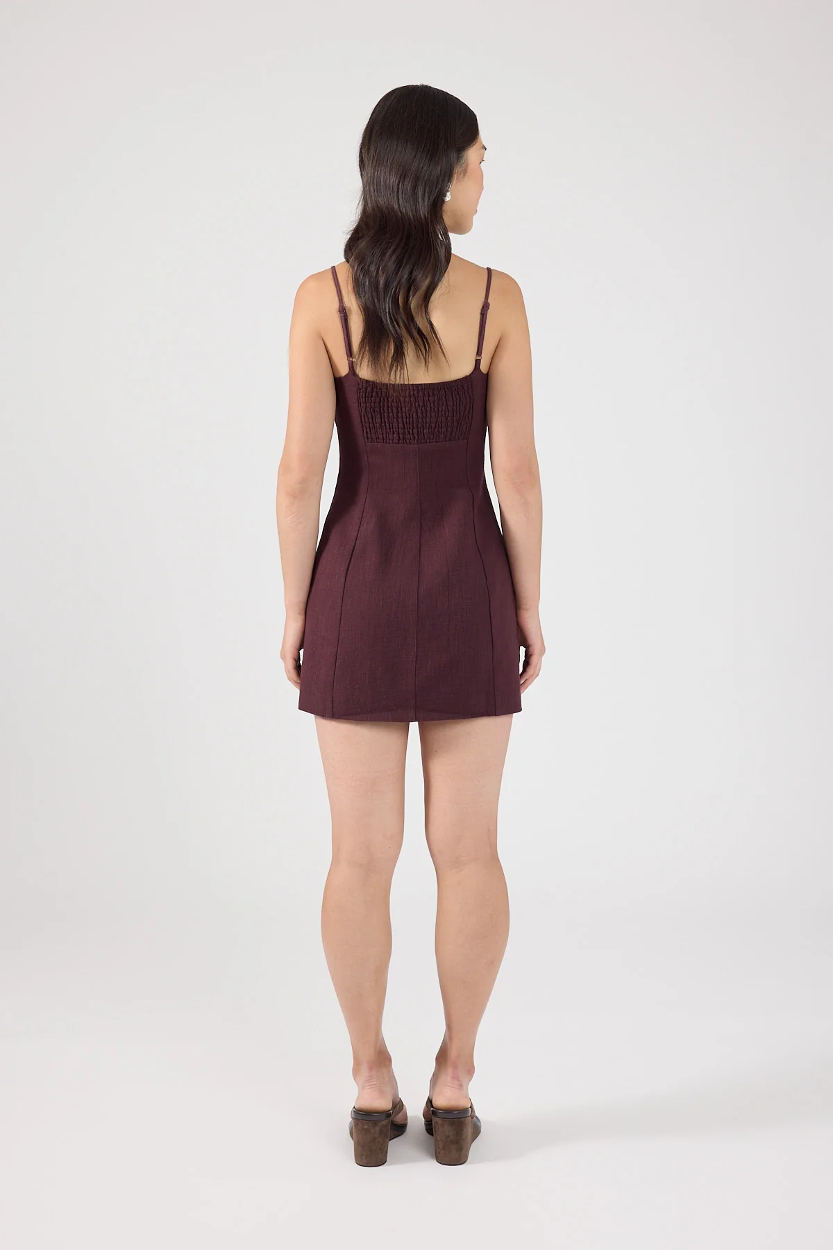 Perfect Stranger Sadie Linen Mini Dress Dark Choc - Image 3