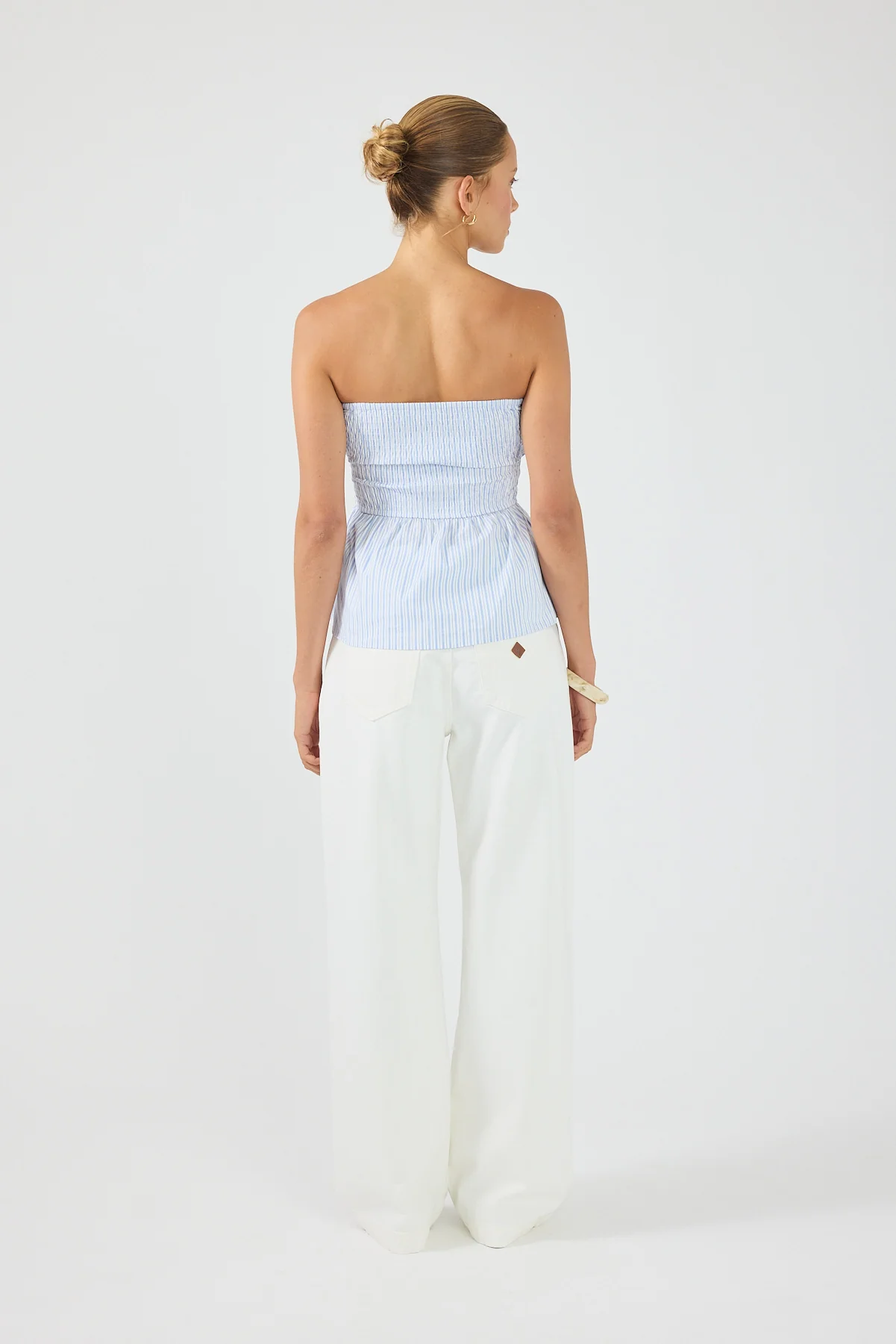 Perfect Stranger Skye Stripe Strapless Top Blue Stripe - Image 3