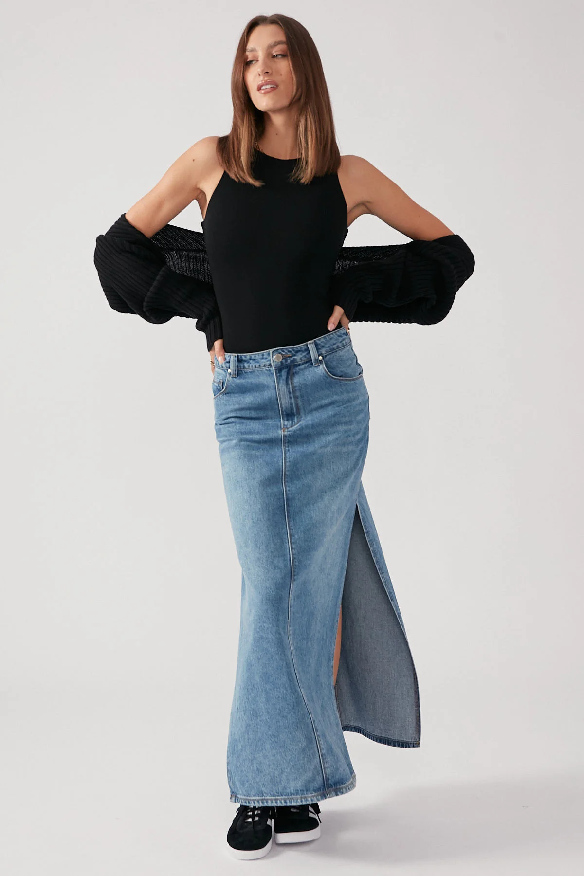 Perfect Stranger Sleeveless High Neck Bodysuit Black