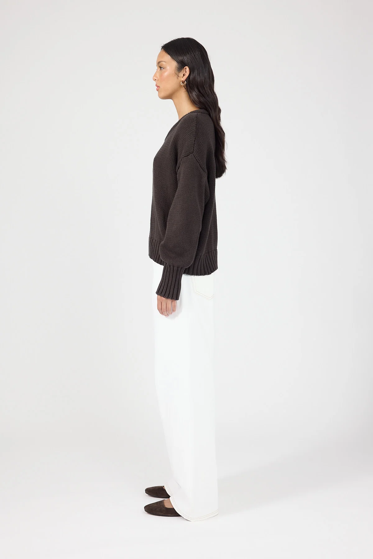 Perfect Stranger Sonny V-neck Knit Jumper Brown - Image 2