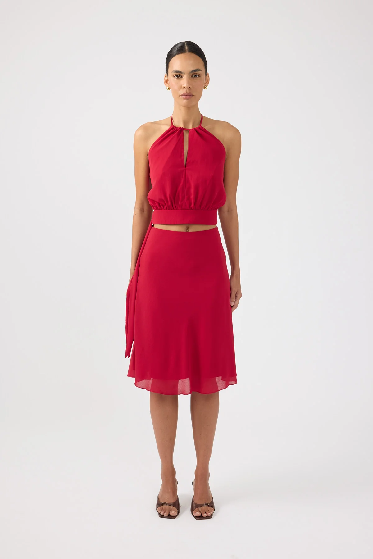 Perfect Stranger Stella Midi Skirt Red - Image 7