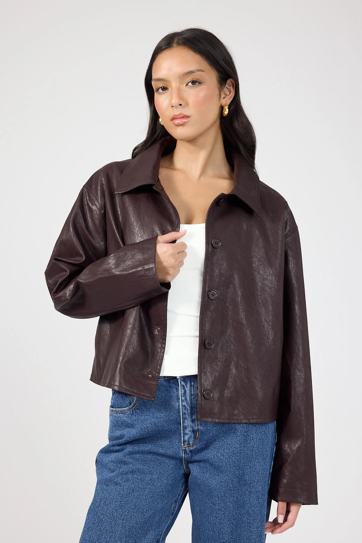 Perfect Stranger Sterling Faux Leather Jacket Plum - Image 5