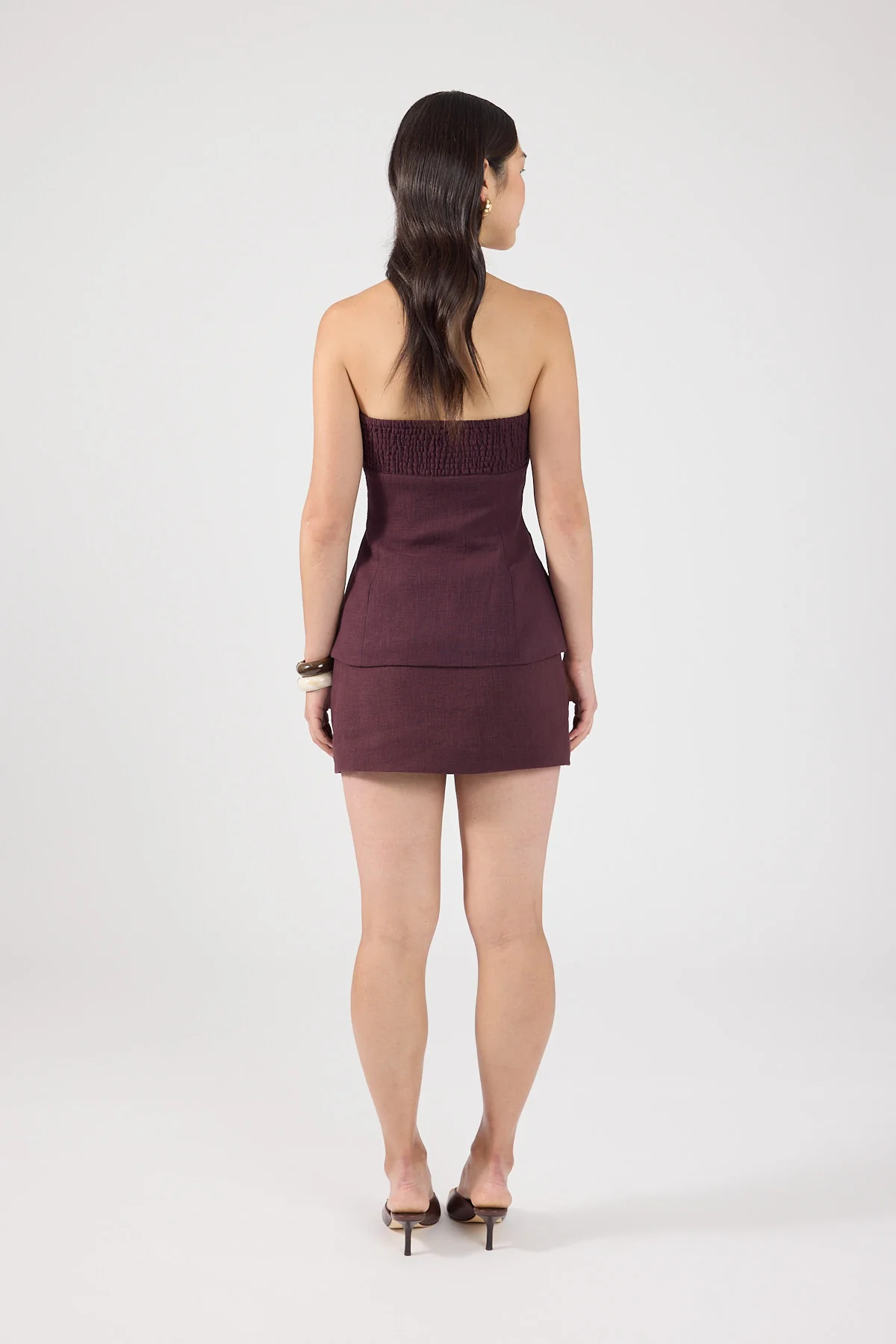 Perfect Stranger Stevie Linen Mid Rise Skort Plum - Image 3