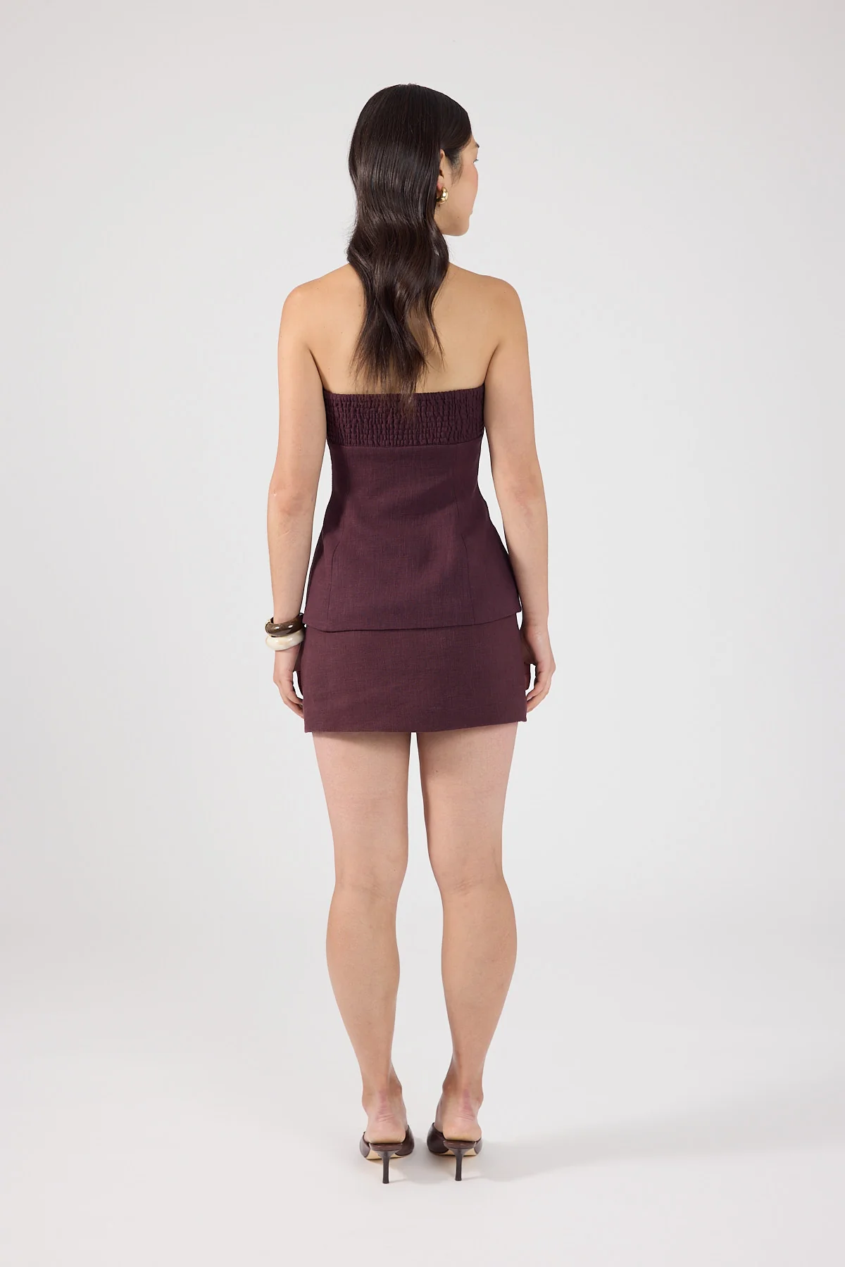 Perfect Stranger Stevie Linen Strapless Top Plum - Image 3