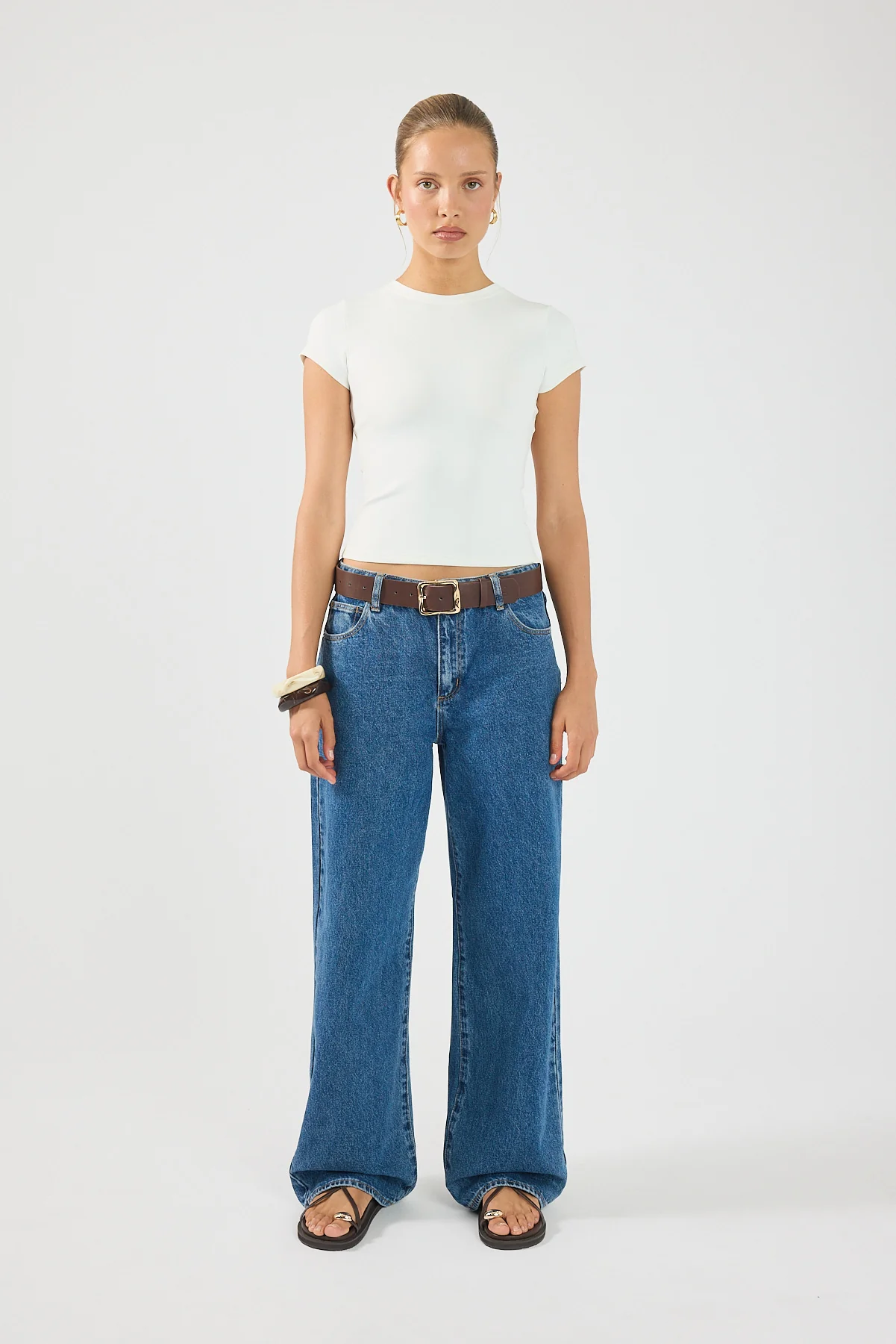 Perfect Stranger Streamline Cap Sleeve T-shirt Off White