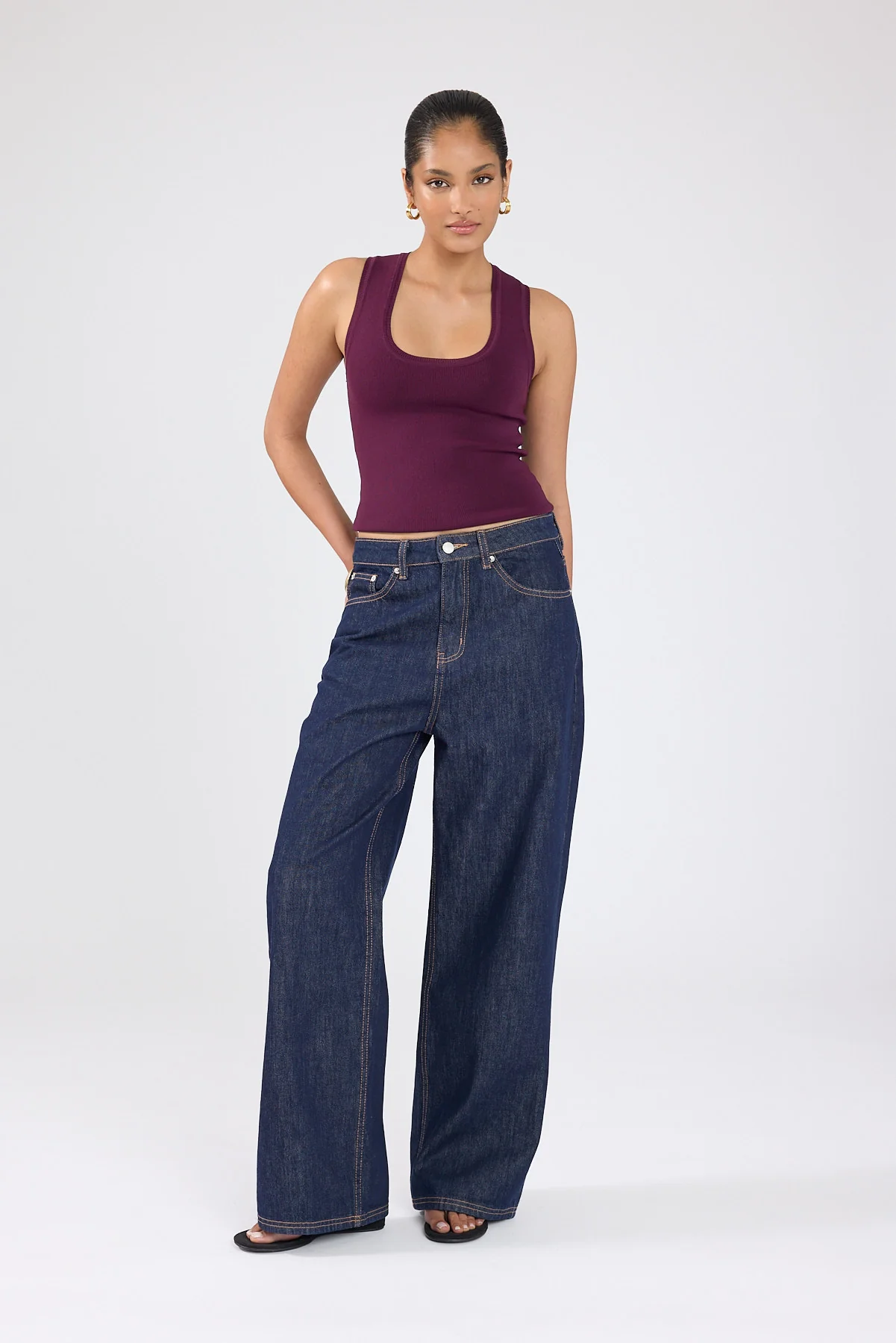 Perfect Stranger Sublime Knit Racer Top Plum