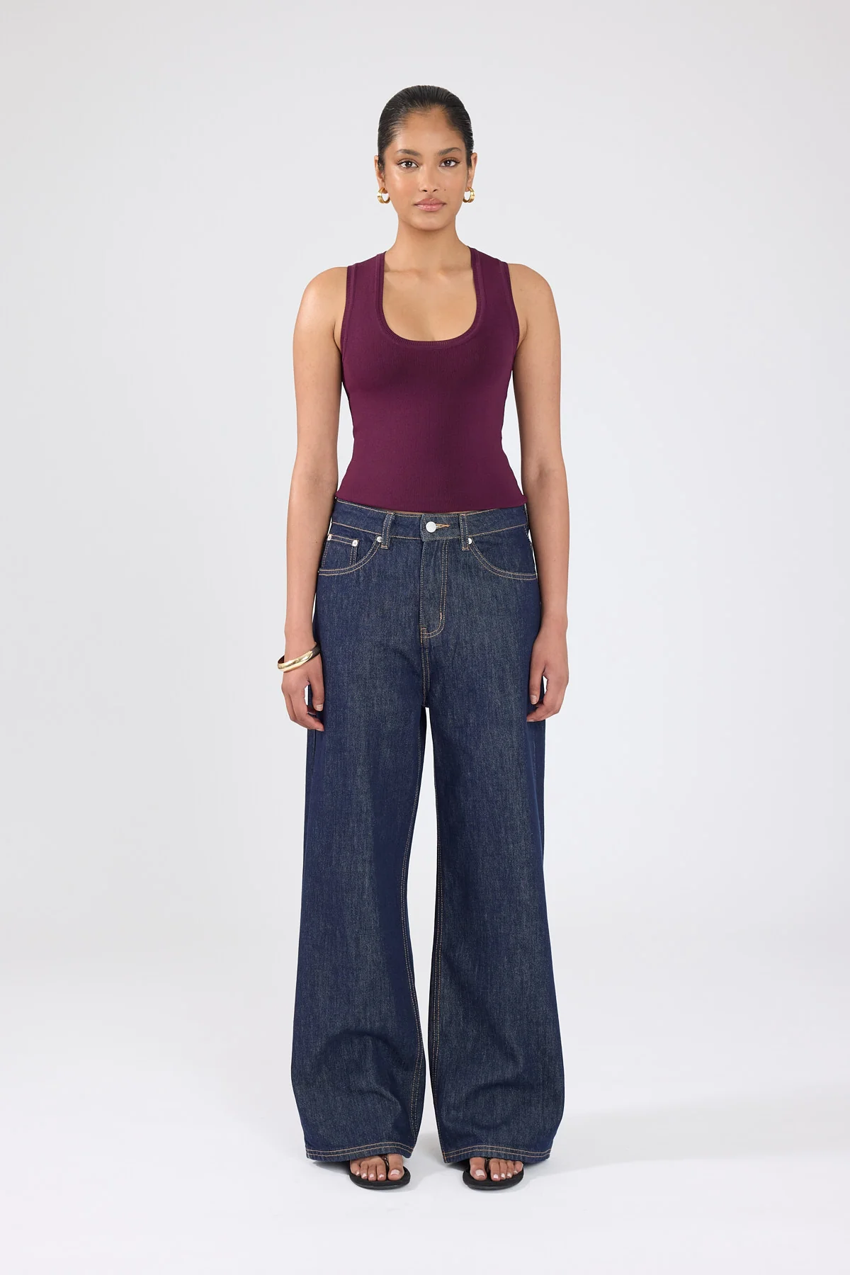 Perfect Stranger Sublime Knit Racer Top Plum - Image 3