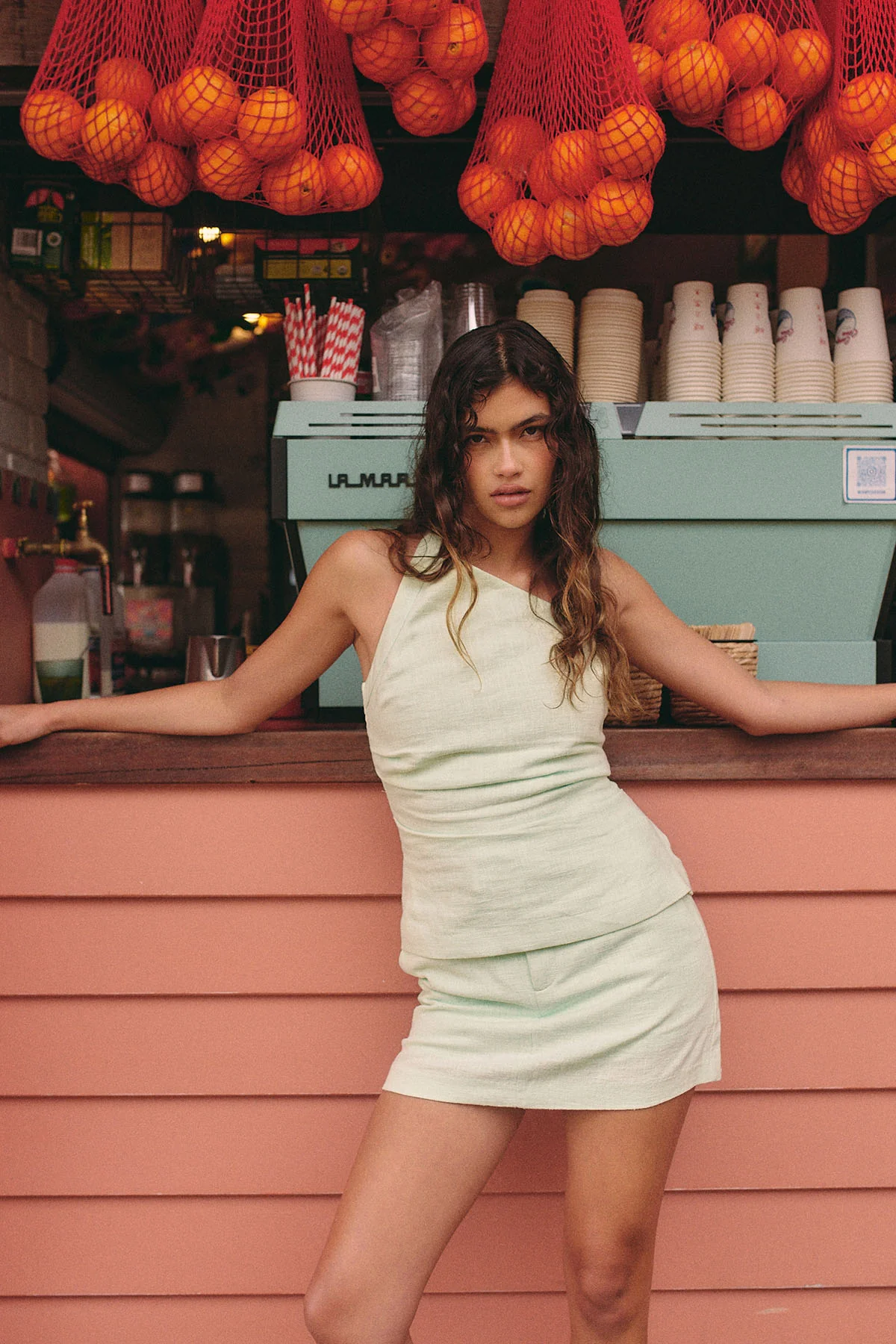 Perfect Stranger Sundae Halter Linen Top Mint - Image 2