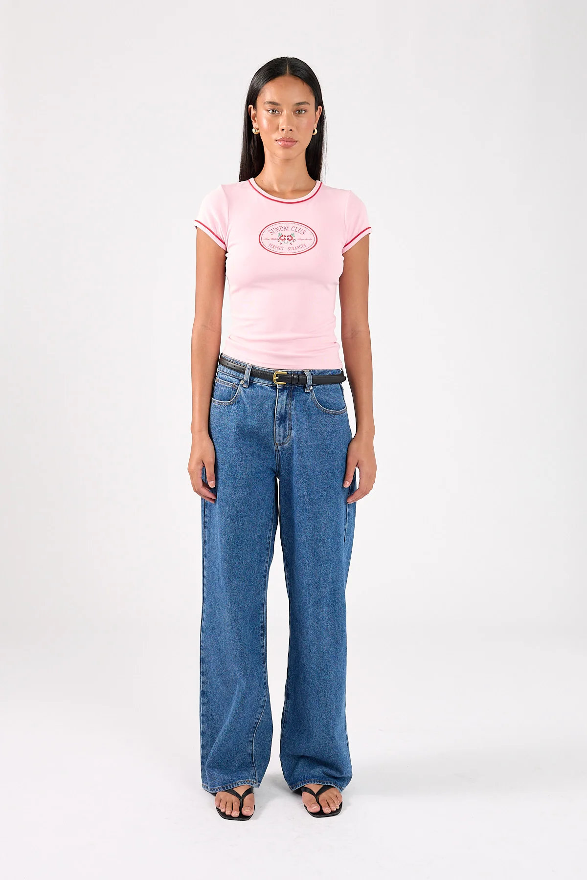 Perfect Stranger Sunday Club Longline Cap Sleeve Tee Pink