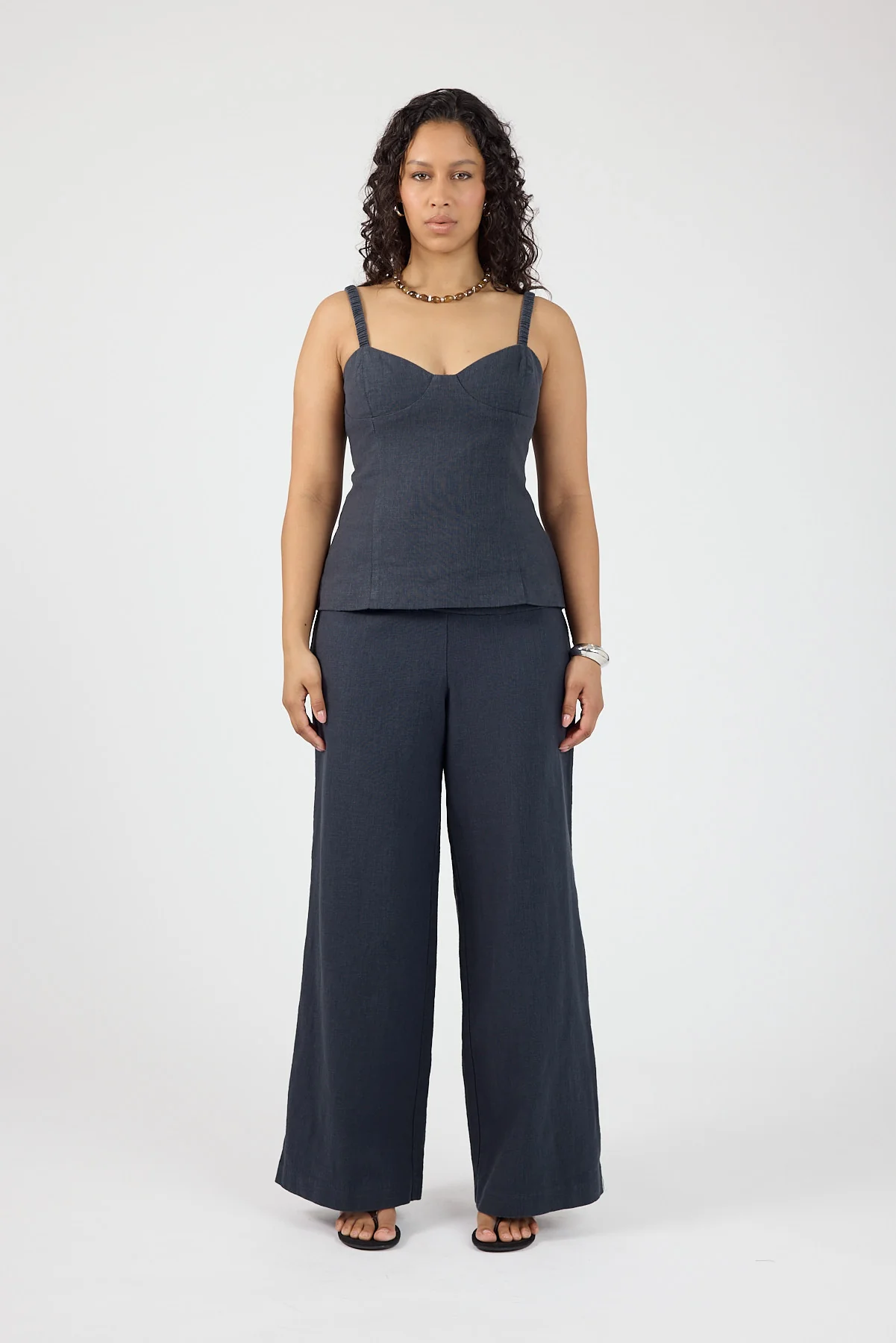 Perfect Stranger Sutton Linen Corset Top Slate - Image 5