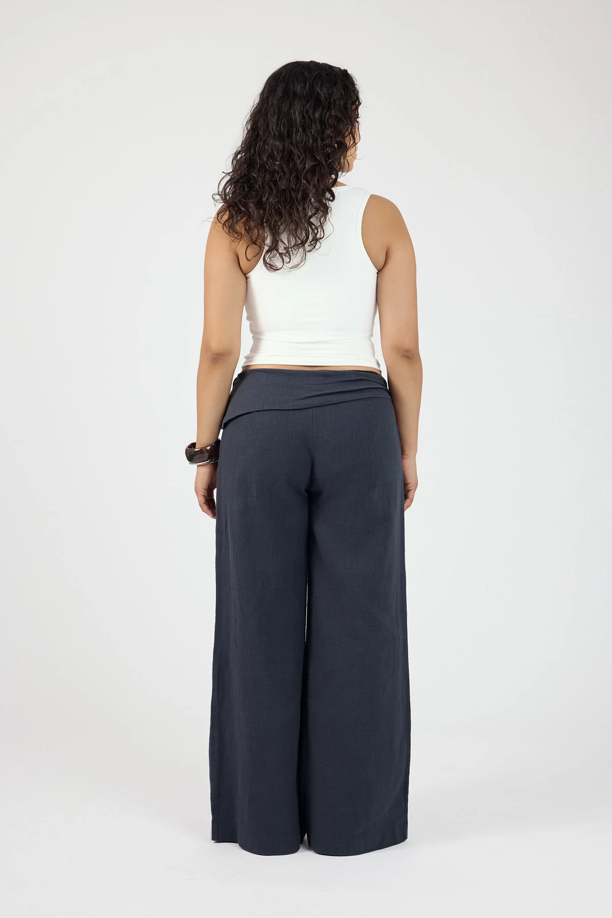 Perfect Stranger Sutton Linen Fold Over Pants Slate - Image 4