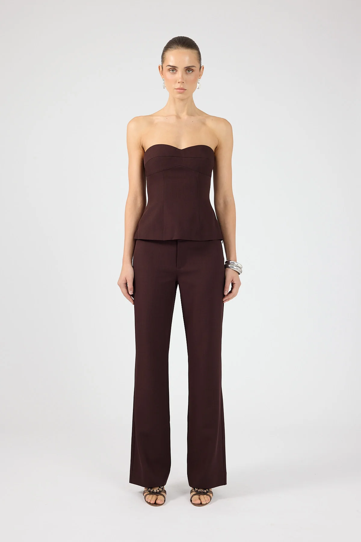 Perfect Stranger Tala Strapless Suiting Top Burgundy - Image 3