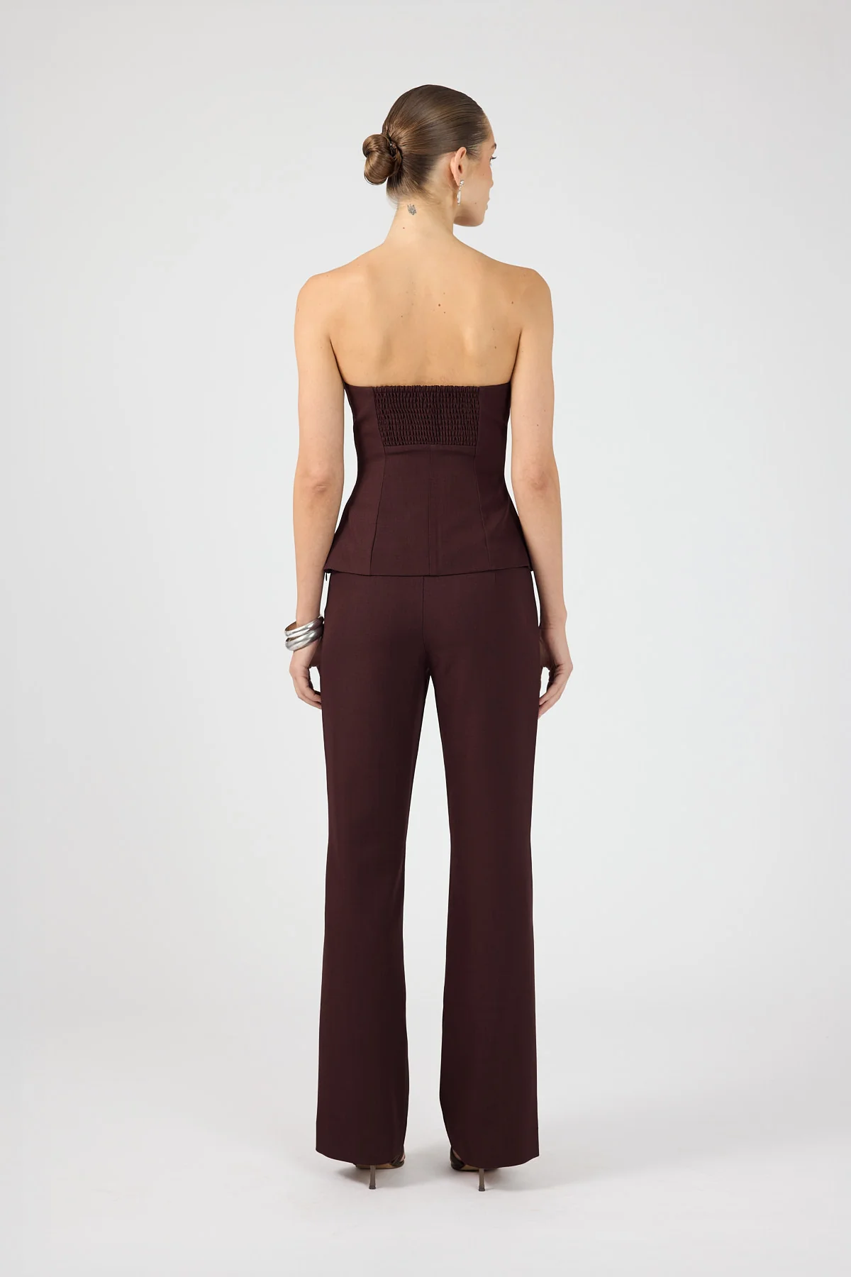 Perfect Stranger Tala Strapless Suiting Top Burgundy - Image 5