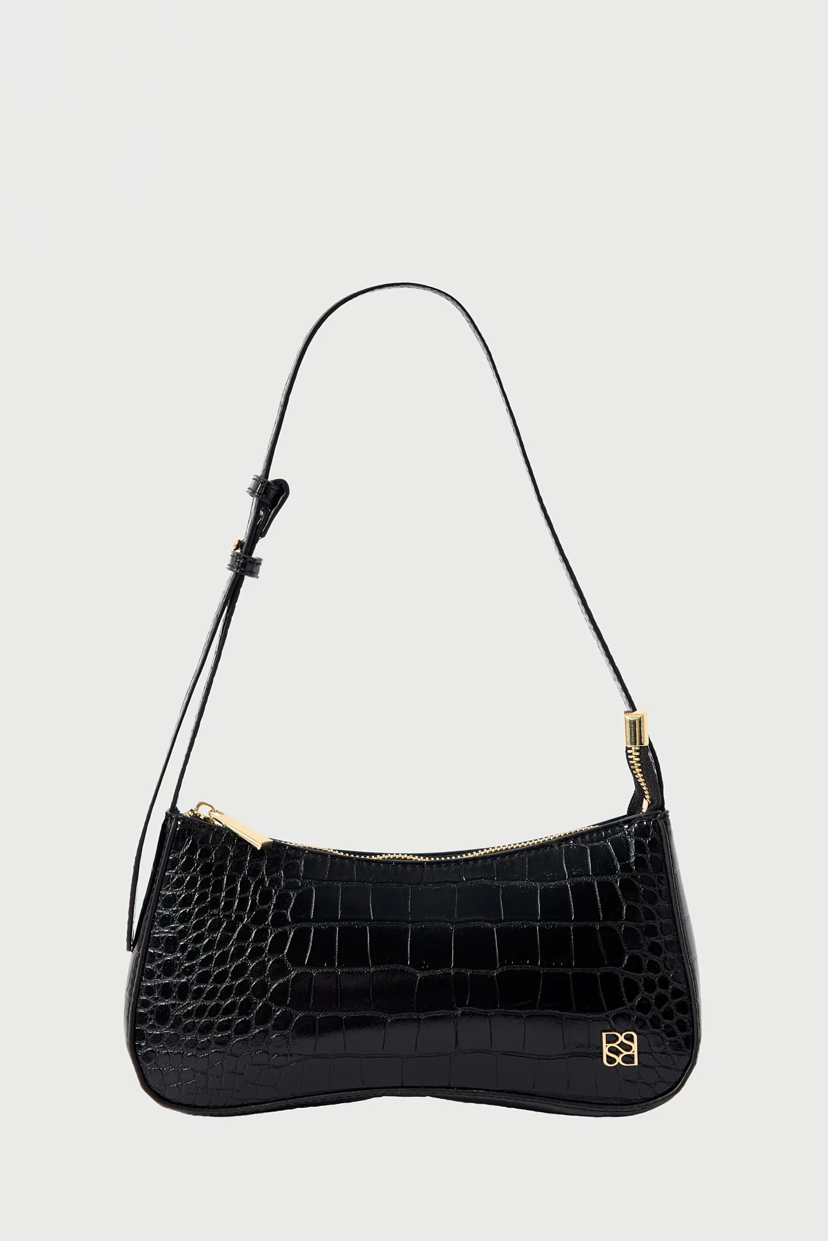 Perfect Stranger Tammy Croc Shoulder Bag Black