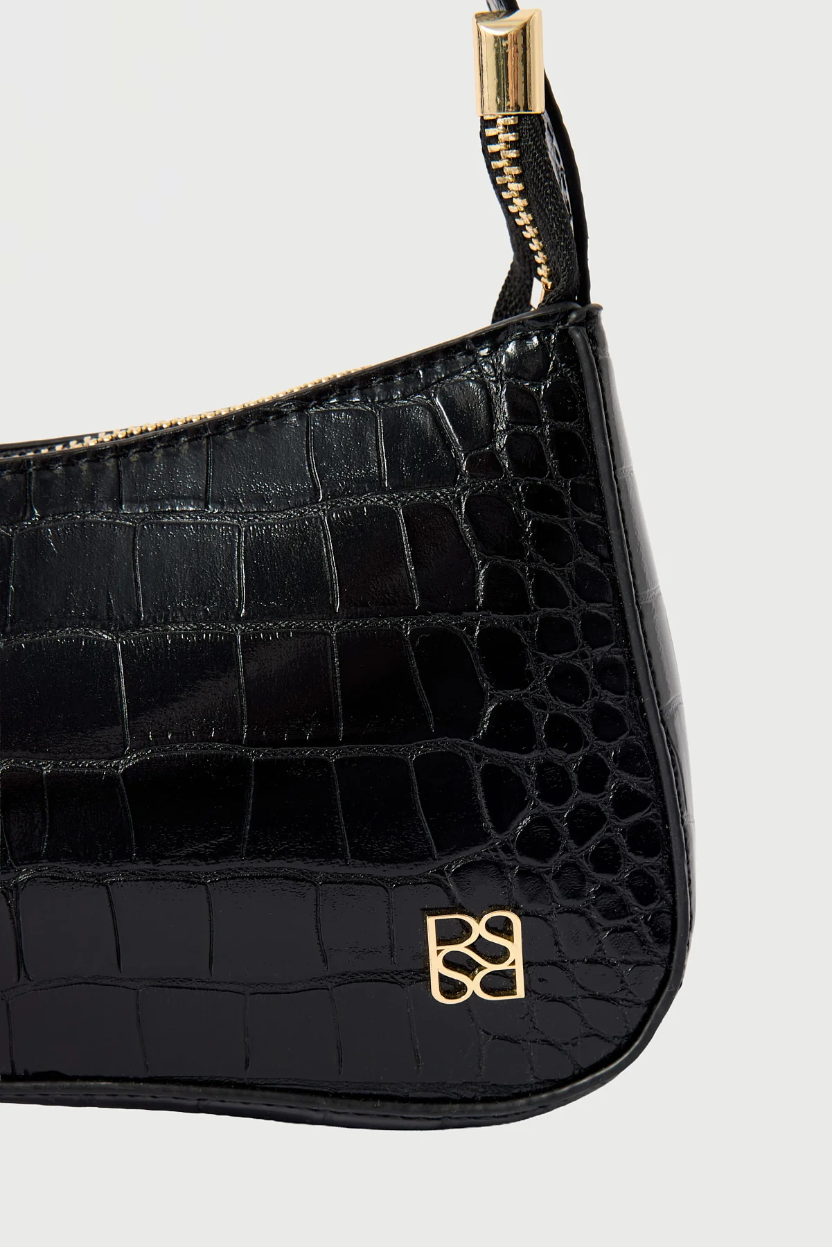 Perfect Stranger Tammy Croc Shoulder Bag Black - Image 4