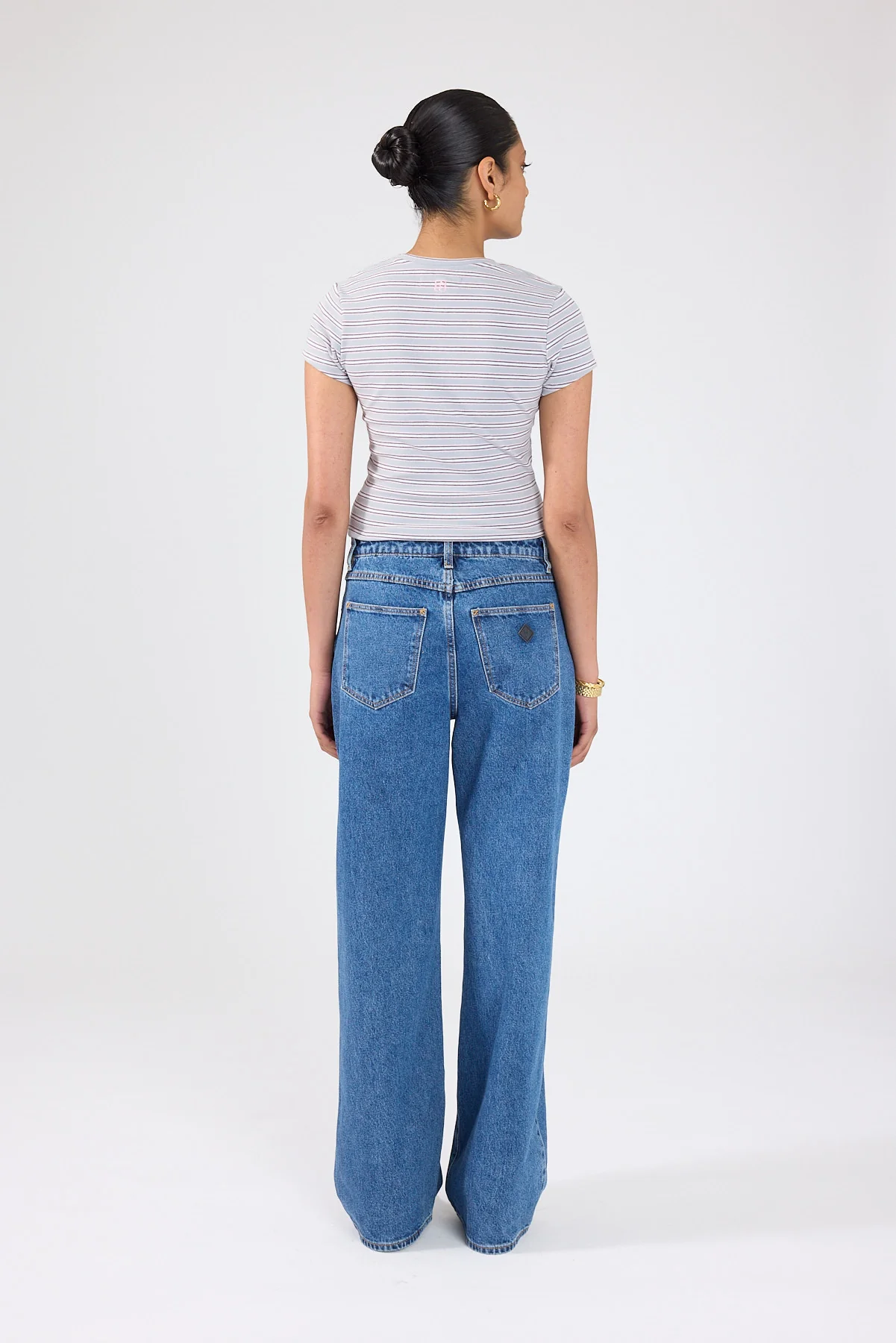 Perfect Stranger Tate Cap Sleeve T-shirt Grey Stripe - Image 4