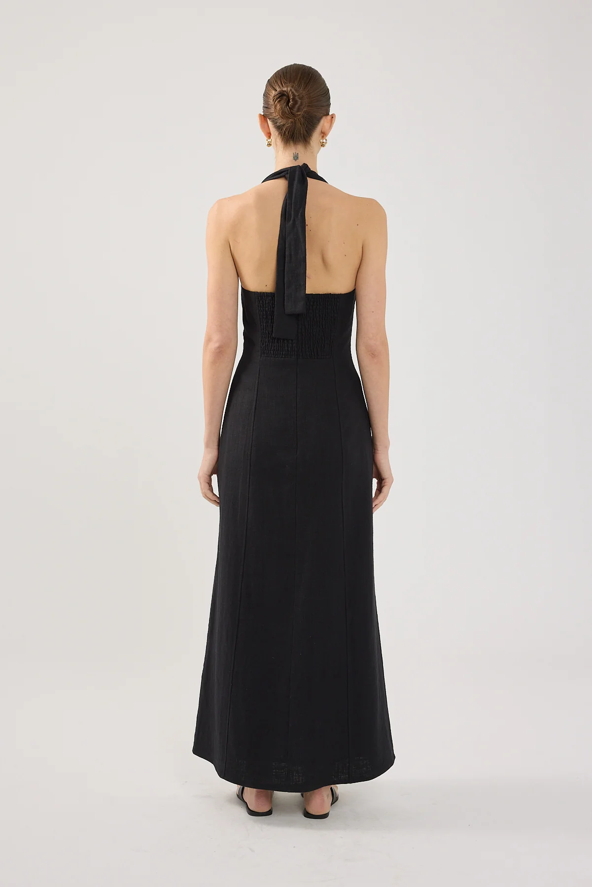 Perfect Stranger Tessa Halter Linen Maxi Dress Black - Image 5