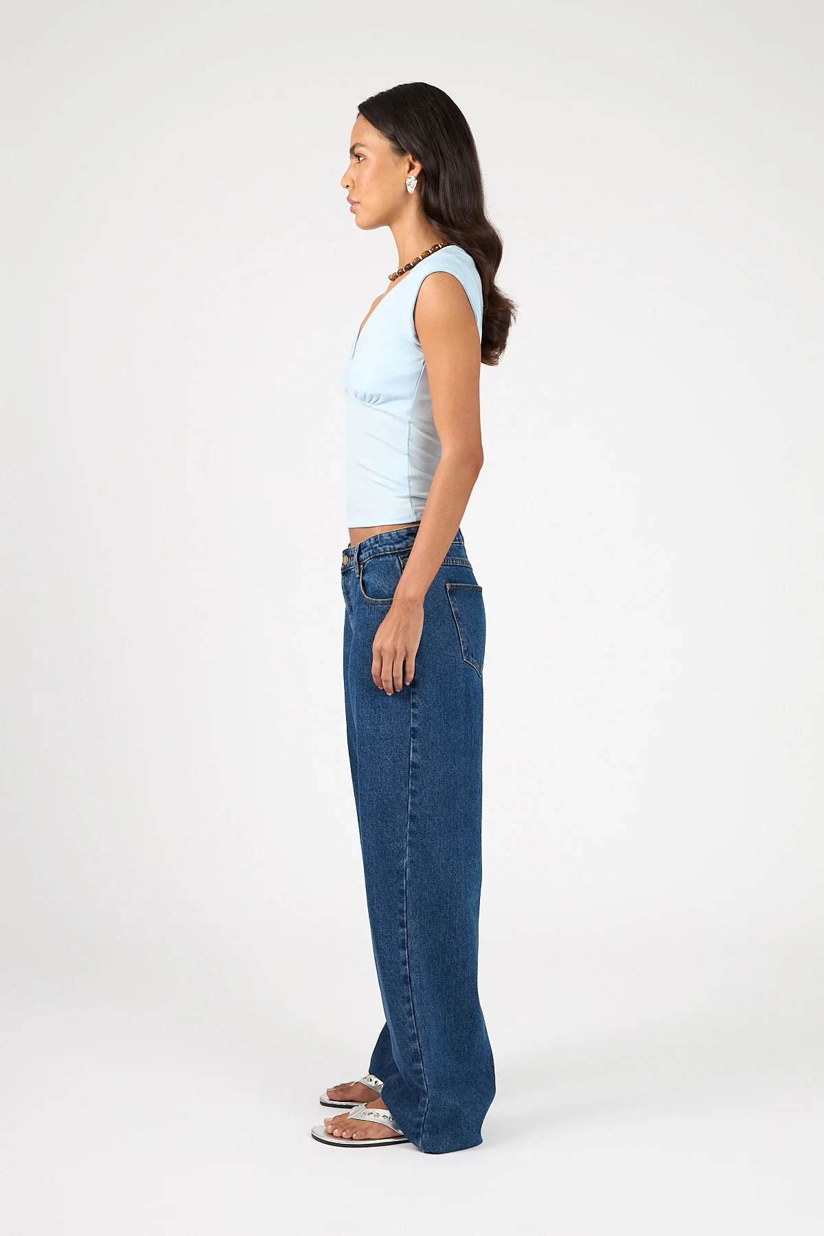 Perfect Stranger Traci-lee V-Neck T-Shirt Blue - Image 7