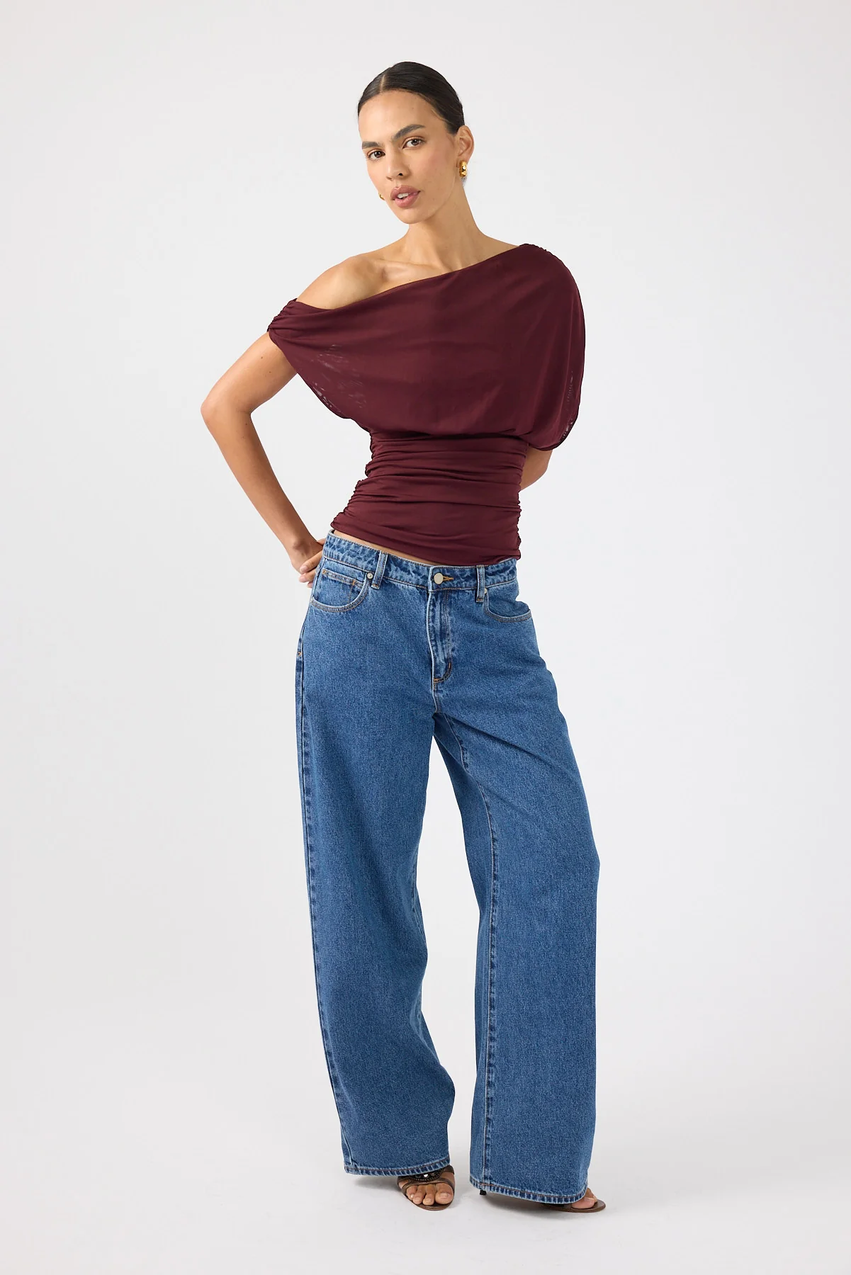 Perfect Stranger Vionne Mesh Off Shoulder Top Plum - Image 10