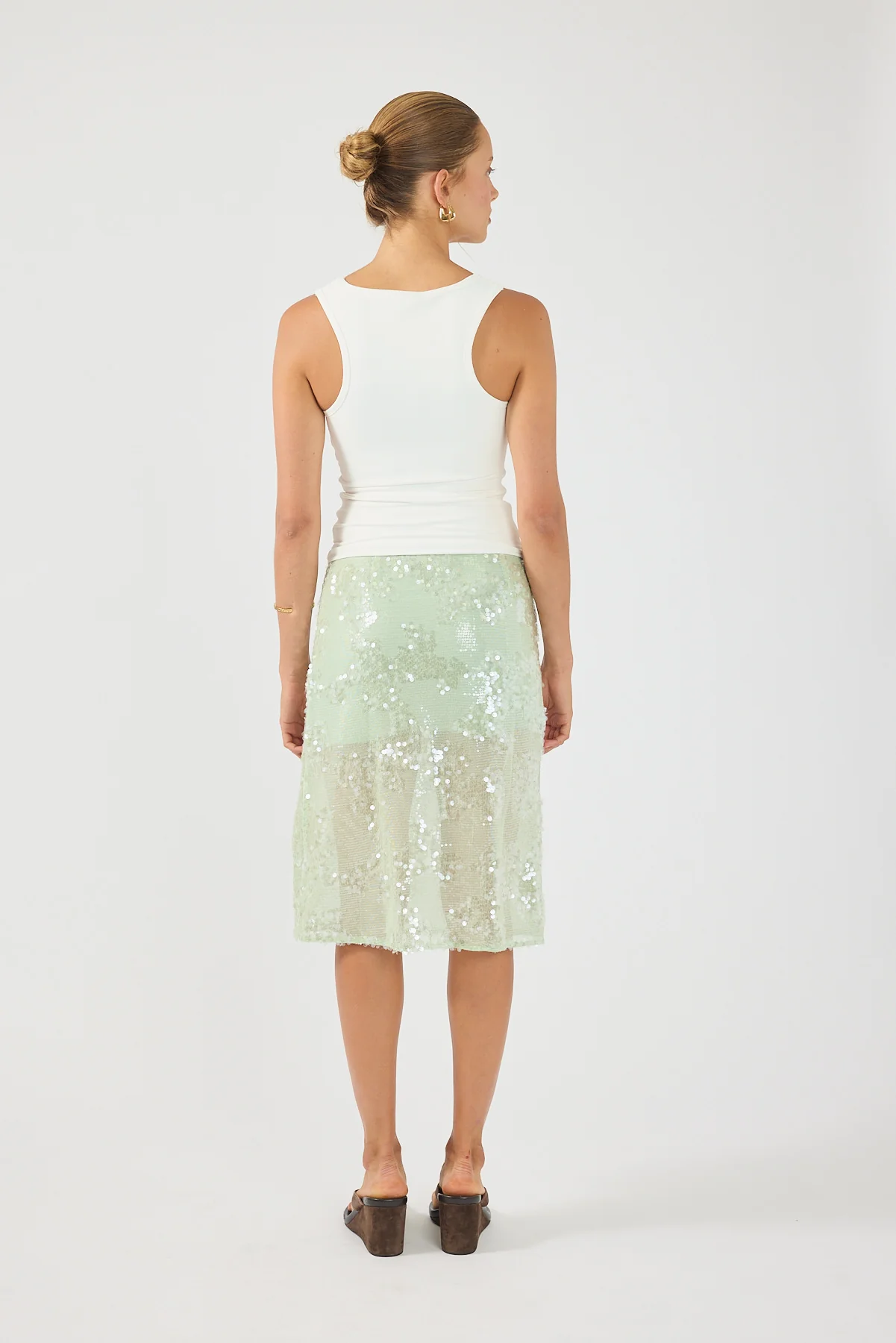 Perfect Stranger Zelie Sequin Midi Skirt Mint - Image 5